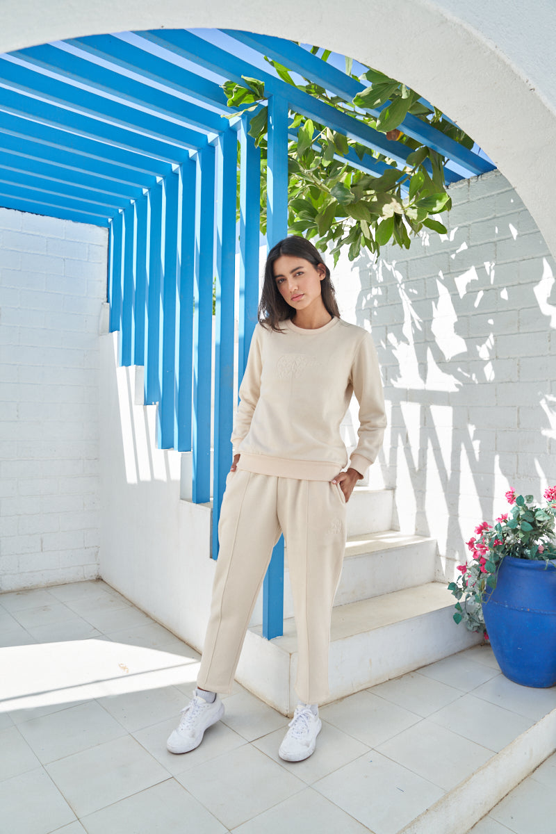 Fleece Winter Off-White Co-ord Set