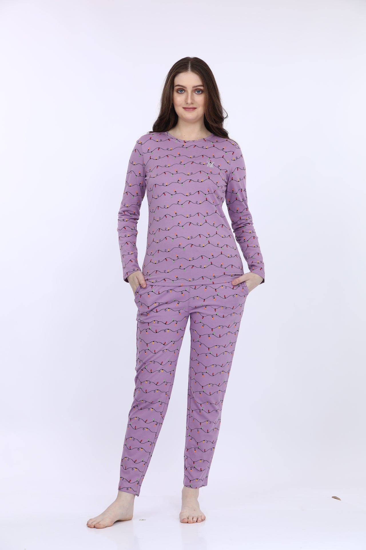 Orchid Cotton Printed EA T-Shirt With Pyjama