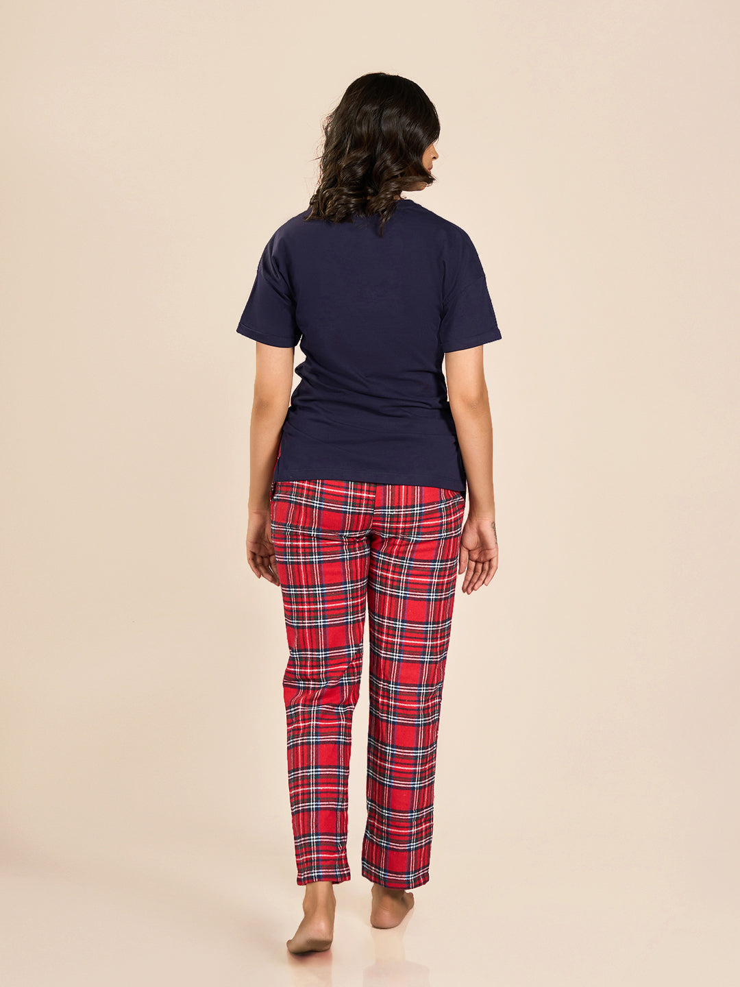 Blue Short Sleeve Printed T-Shirt & Pyjama Set for Women