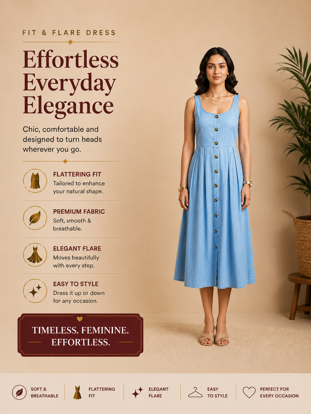 Women’s Light Blue Viscose Blend Dress - Light Blue