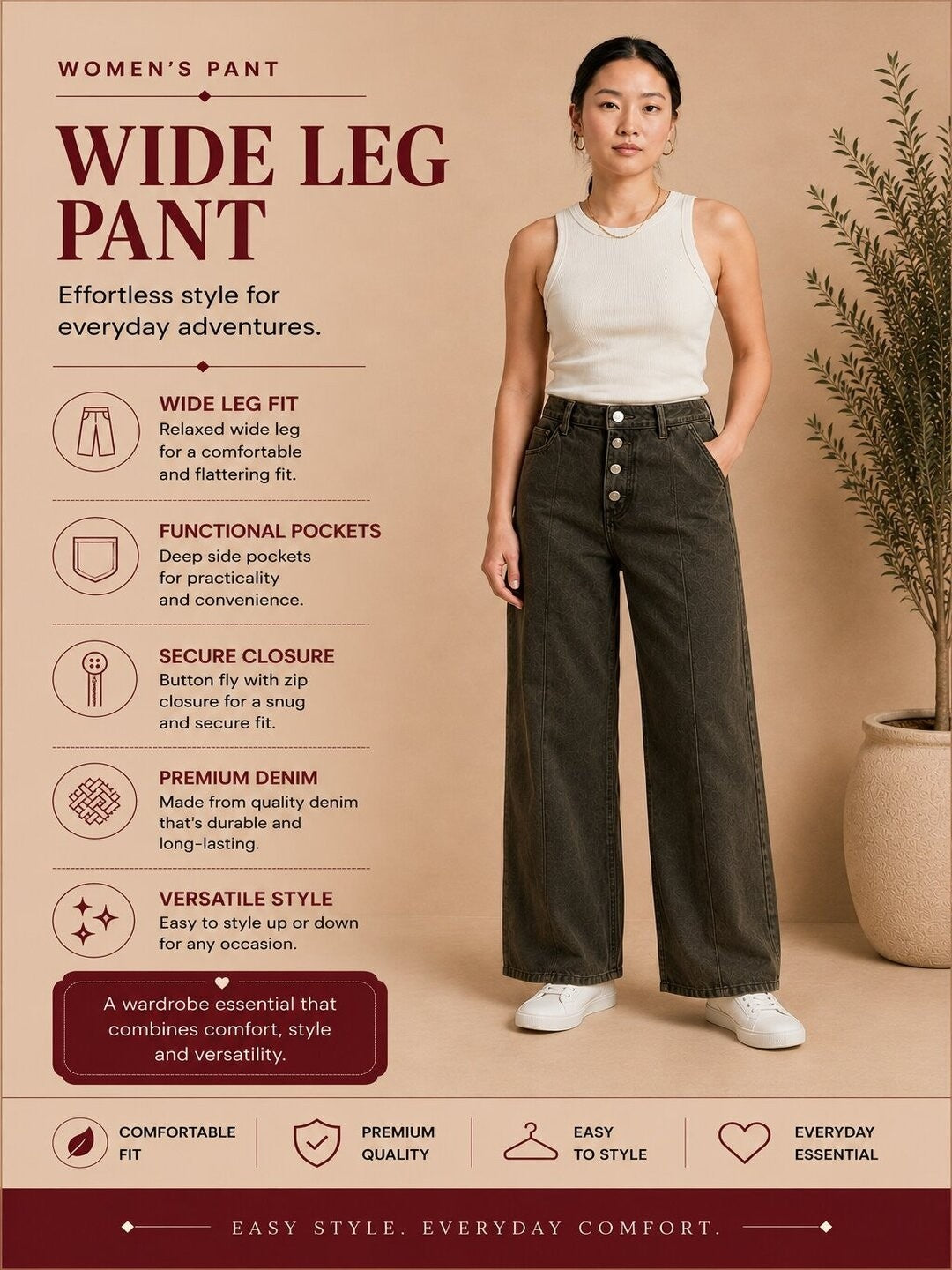 Women’s Straight Fit Pants - Dark Olive