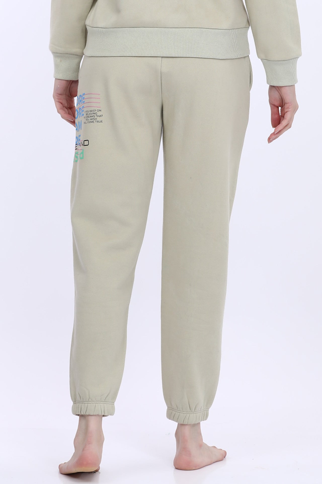 Women Fleece Cream Fashion Jogger