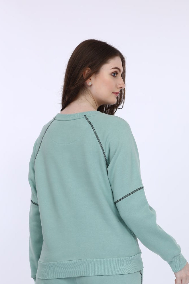 Women Fleece Solid Full Sleeve Sweat Shirt
