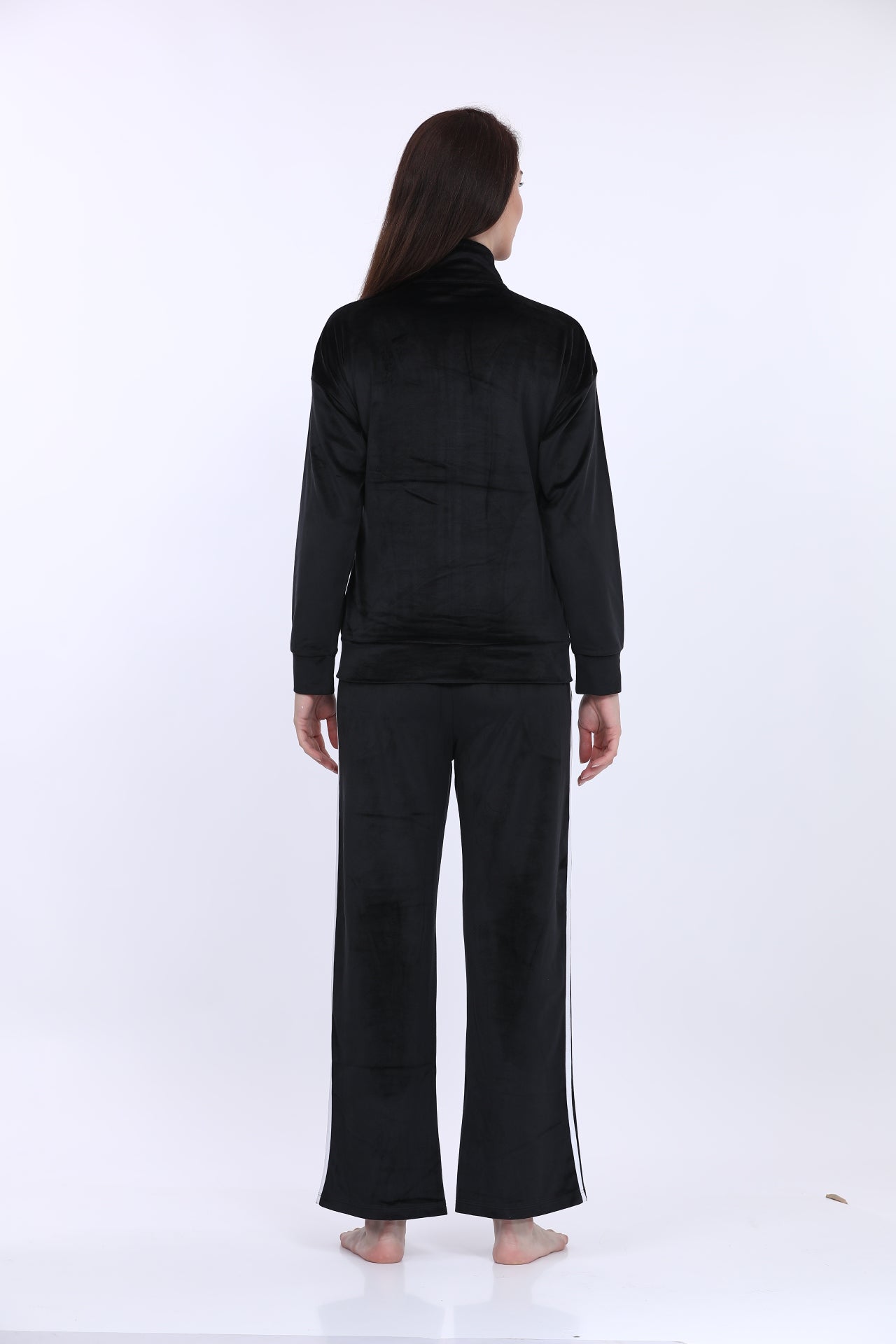 Black Korean Velour Luxe Tracksuit