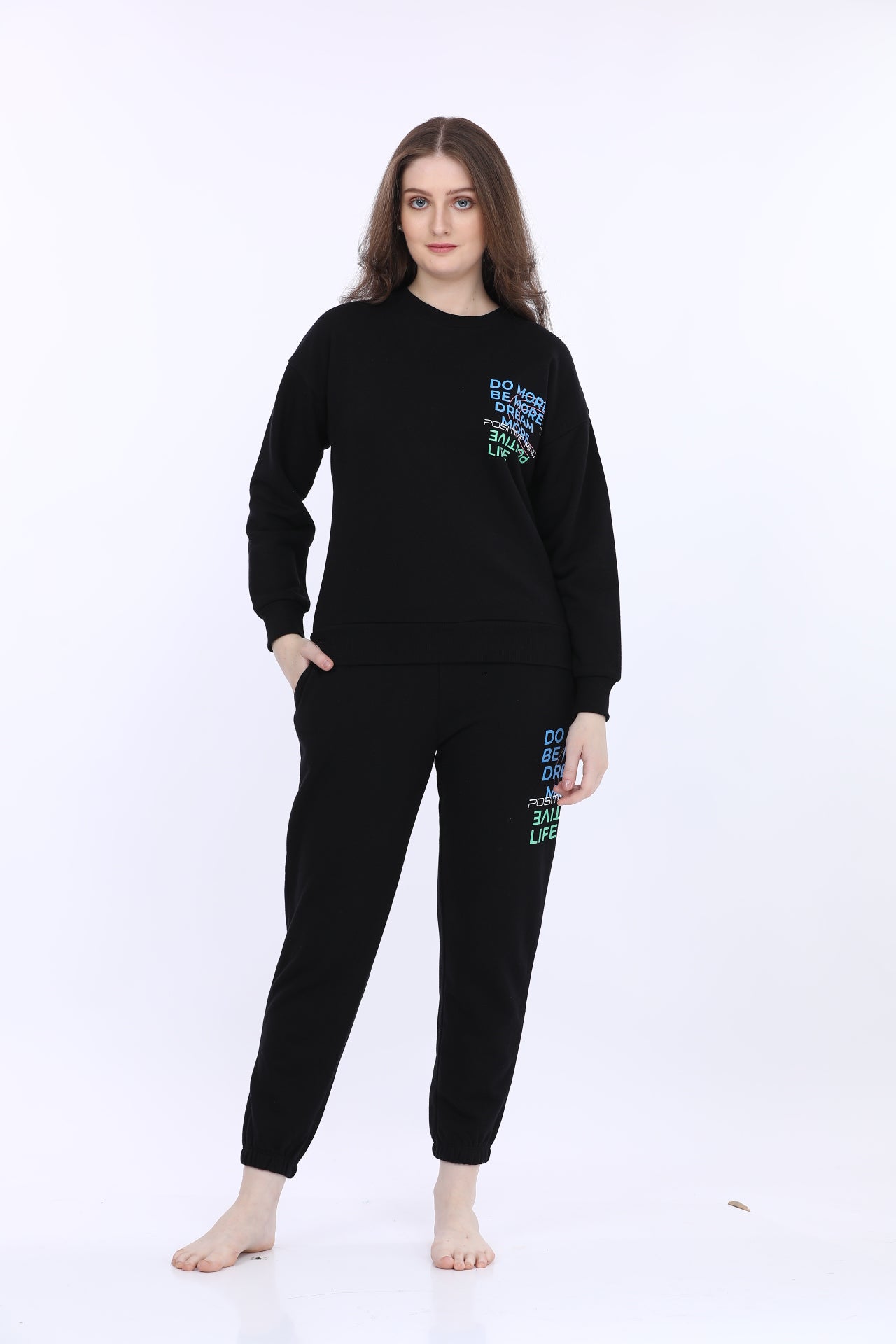 Fleece Winter Black Co-ord Set