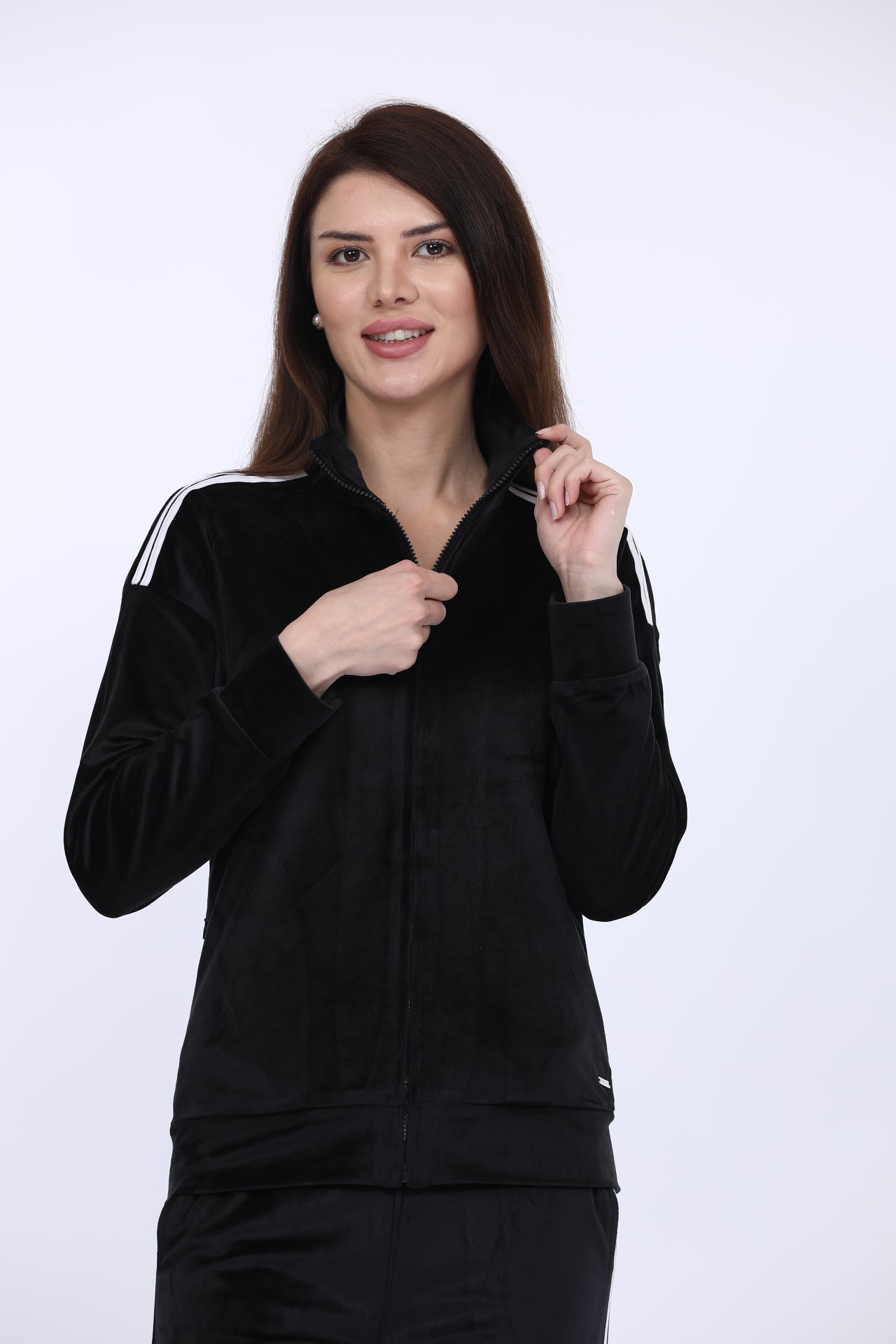 Black Korean Velour Luxe Tracksuit