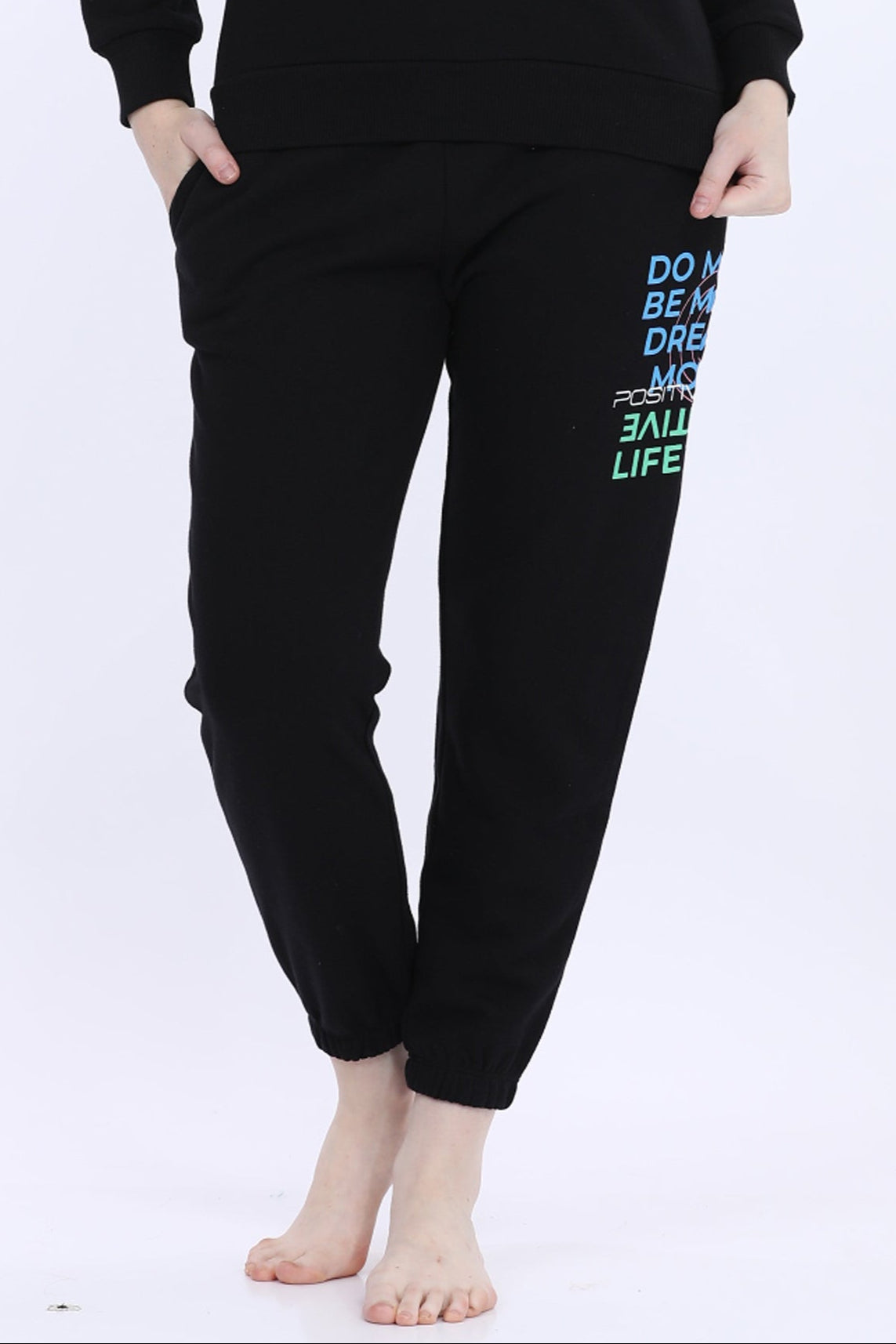 Women Fleece Black Fashion Jogger