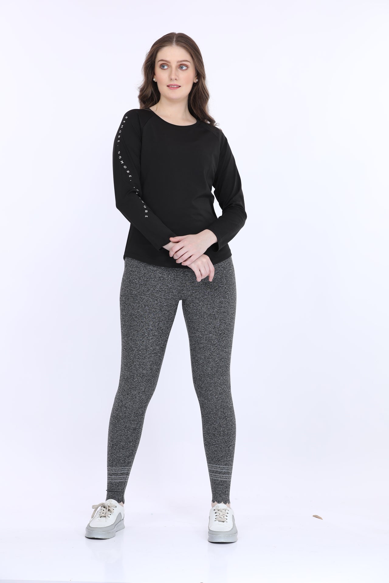 Black Solid Poly Spandex T-Shirt