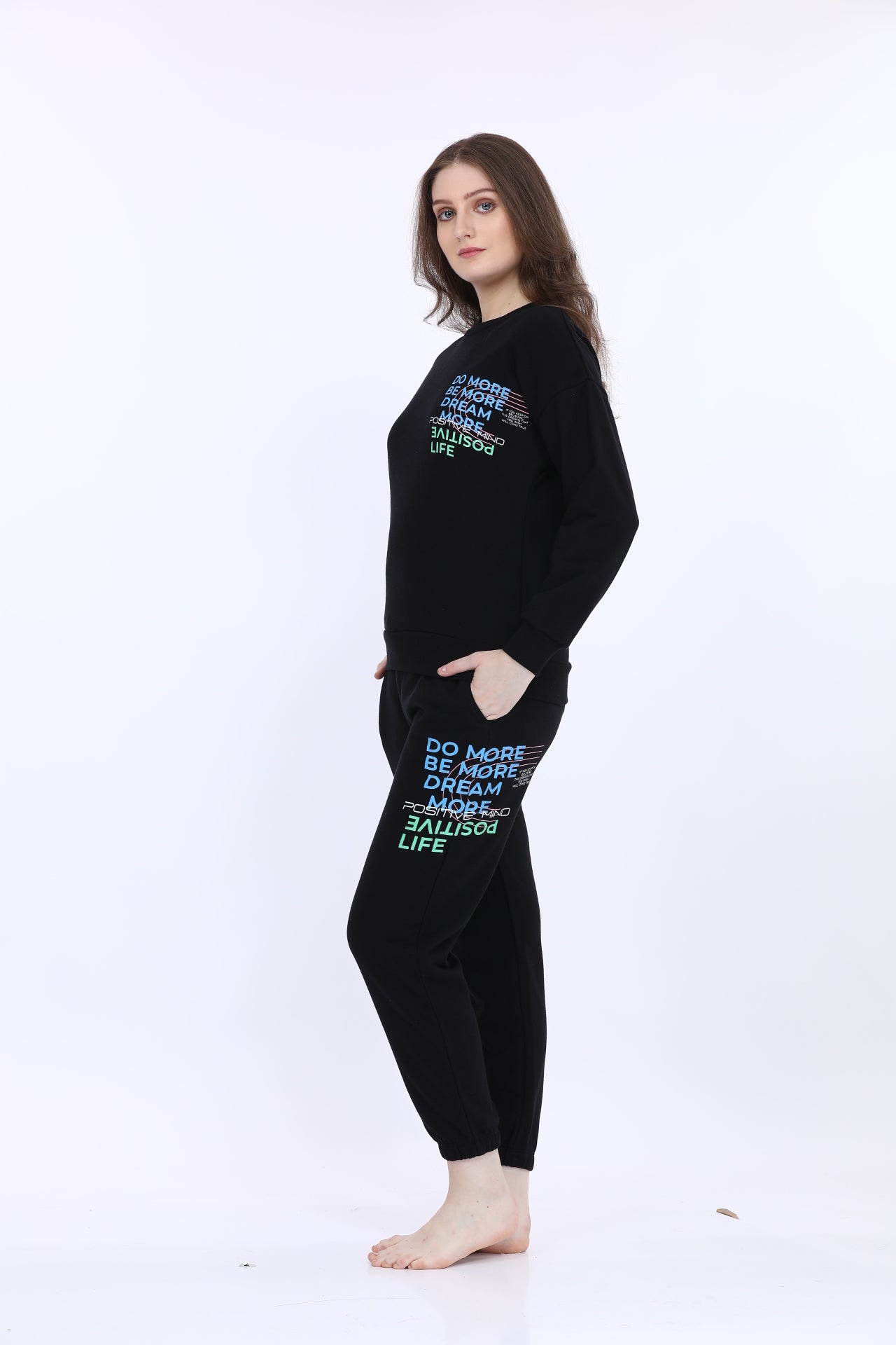 Fleece Winter Black Co-ord Set
