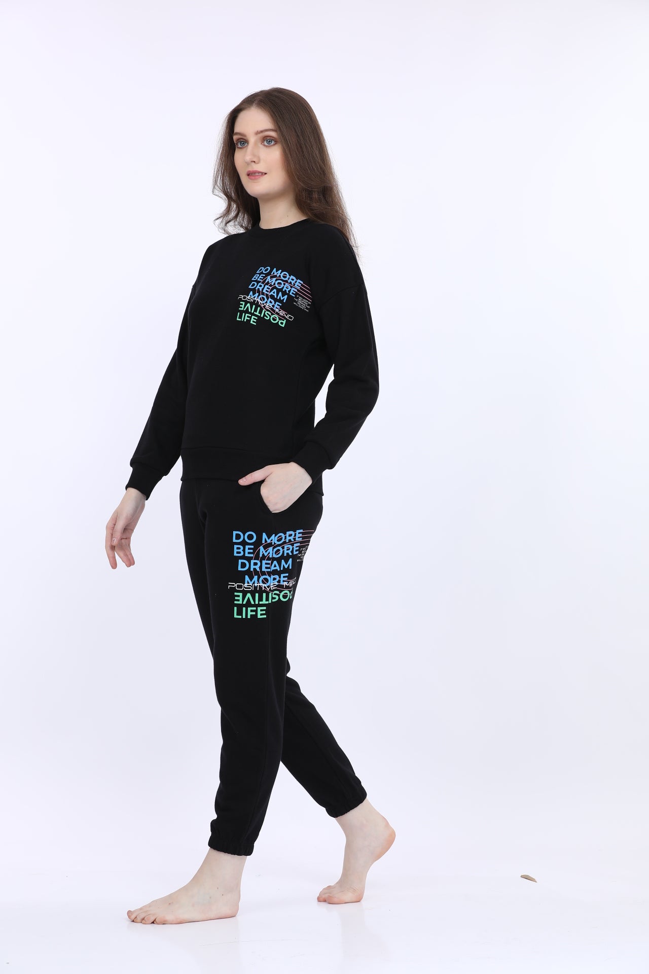 Fleece Winter Black Co-ord Set