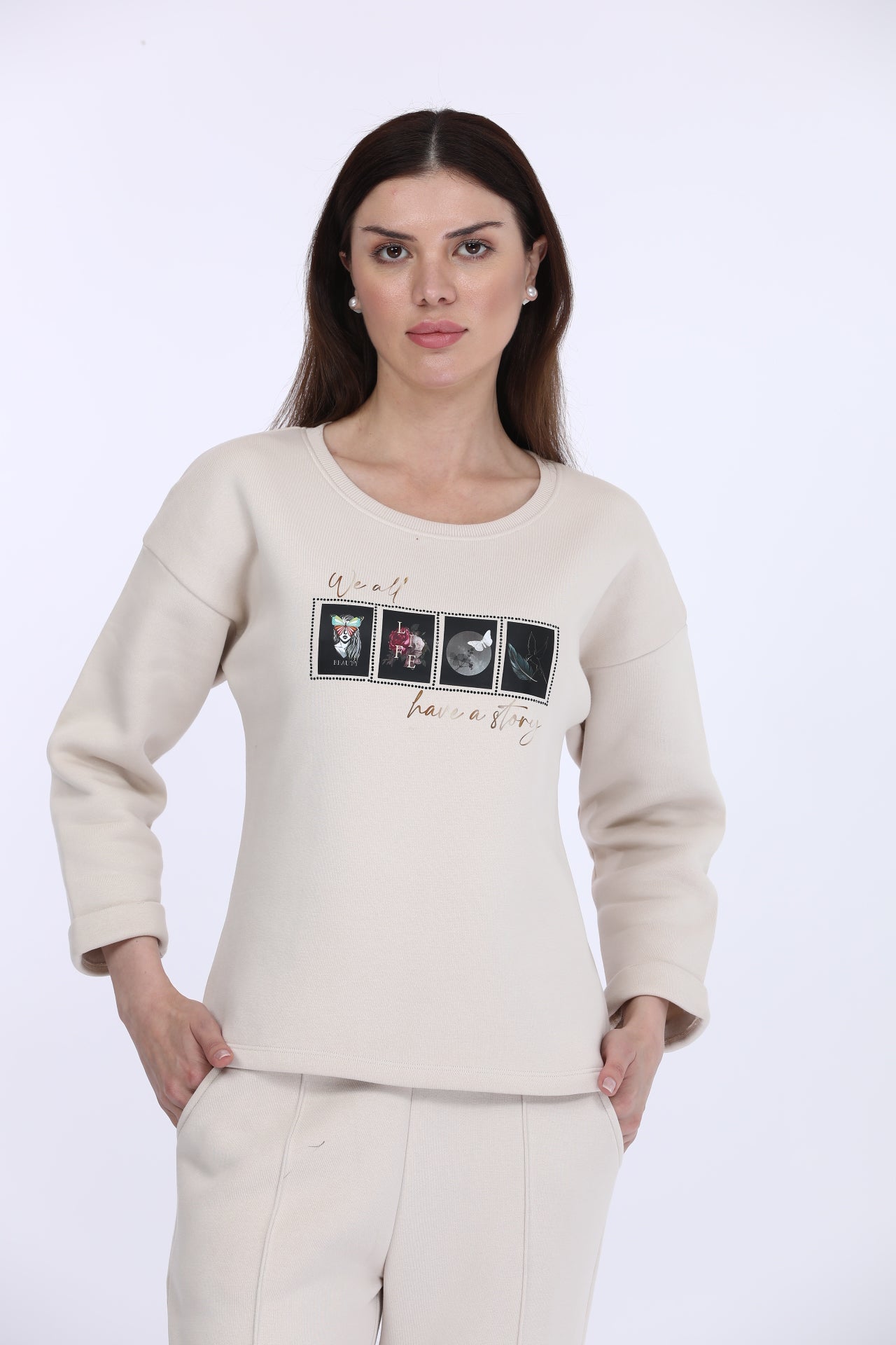 White Fleece Full Sleeve LS Track Suit
