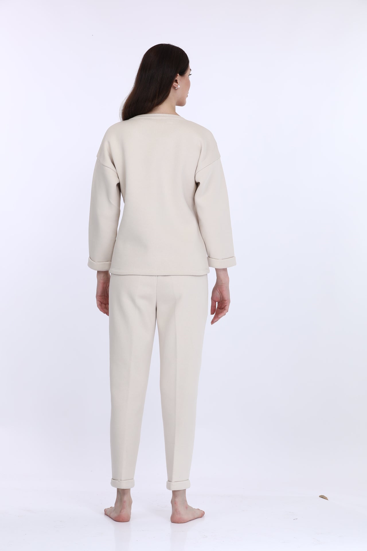 White Fleece Full Sleeve LS Track Suit