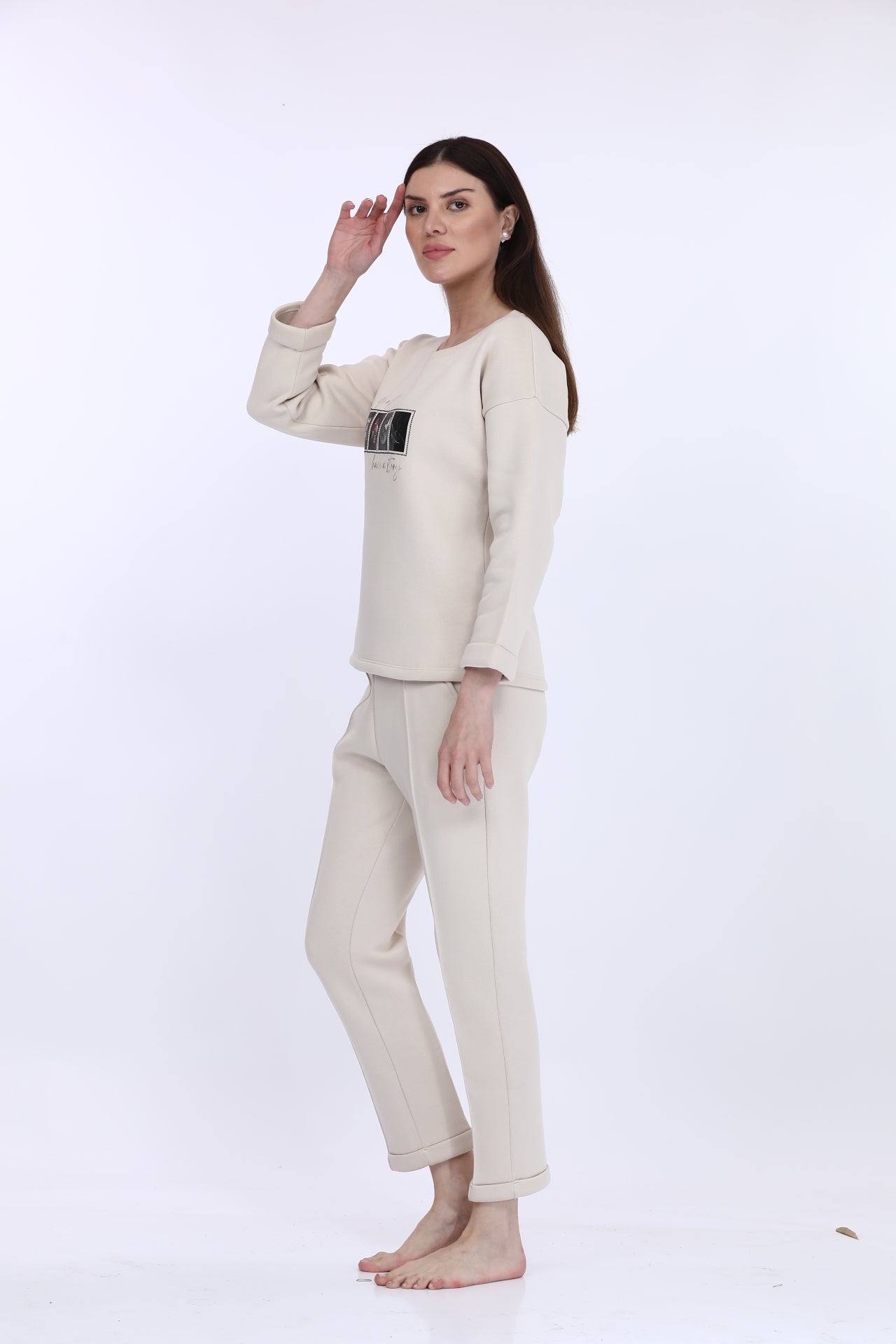 White Fleece Full Sleeve LS Track Suit