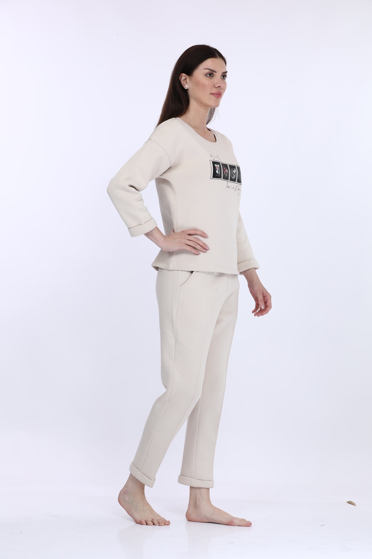 White Fleece Full Sleeve LS Track Suit