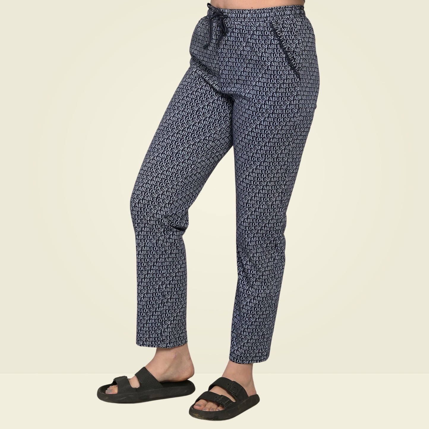 Black Printed Cotton Lounge Pyjama