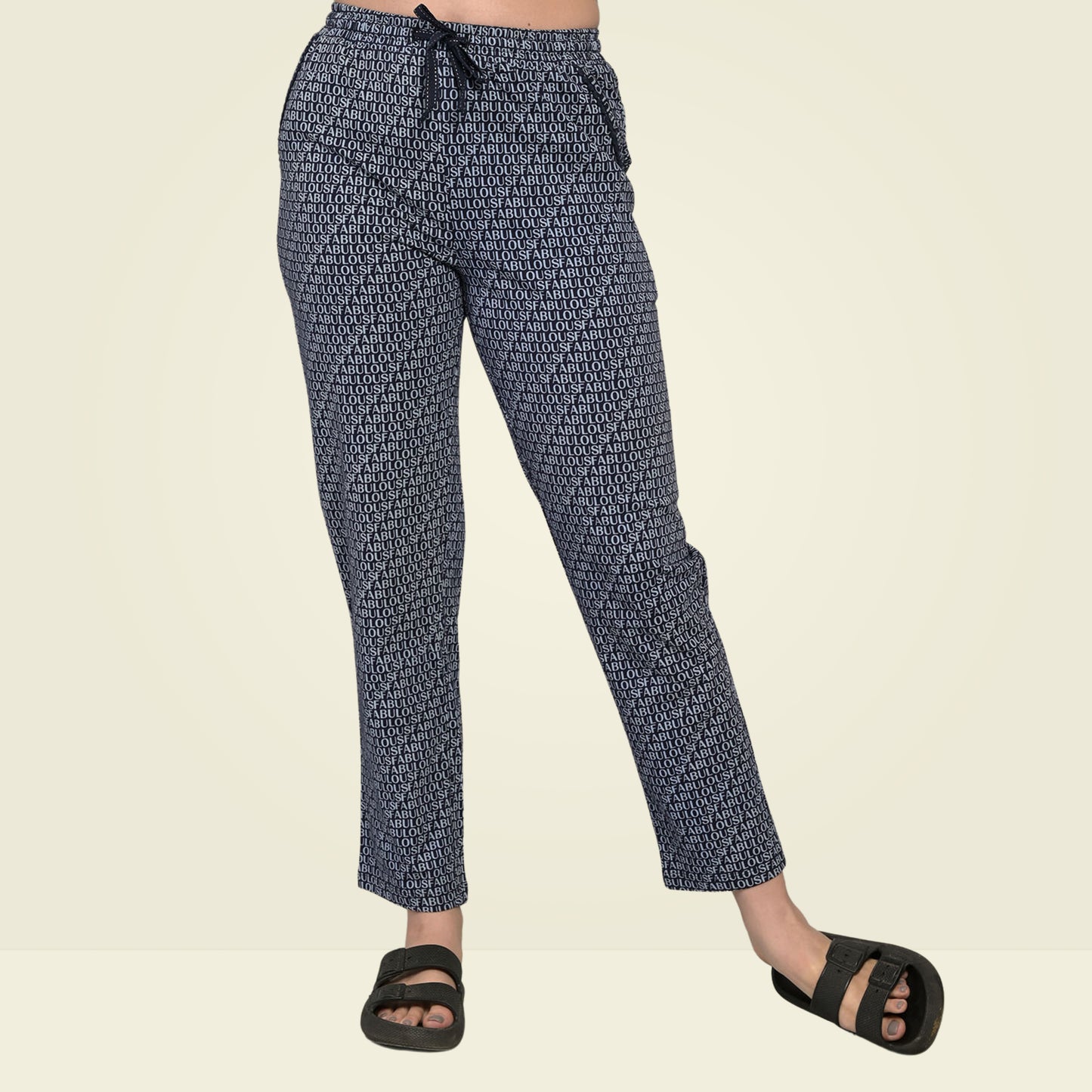 Black Printed Cotton Lounge Pyjama