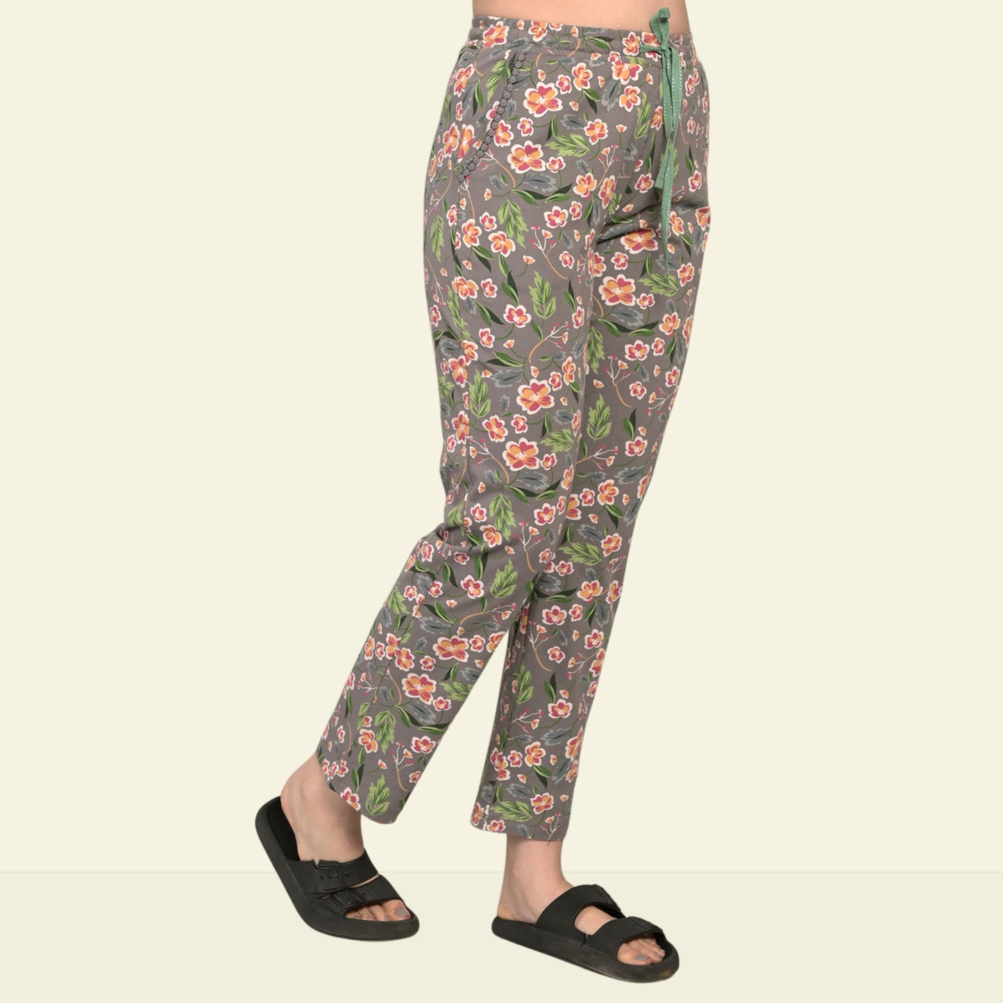 Grey Printed Cotton Lounge Pyjama