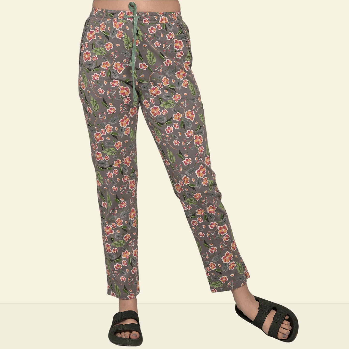 Grey Printed Cotton Lounge Pyjama