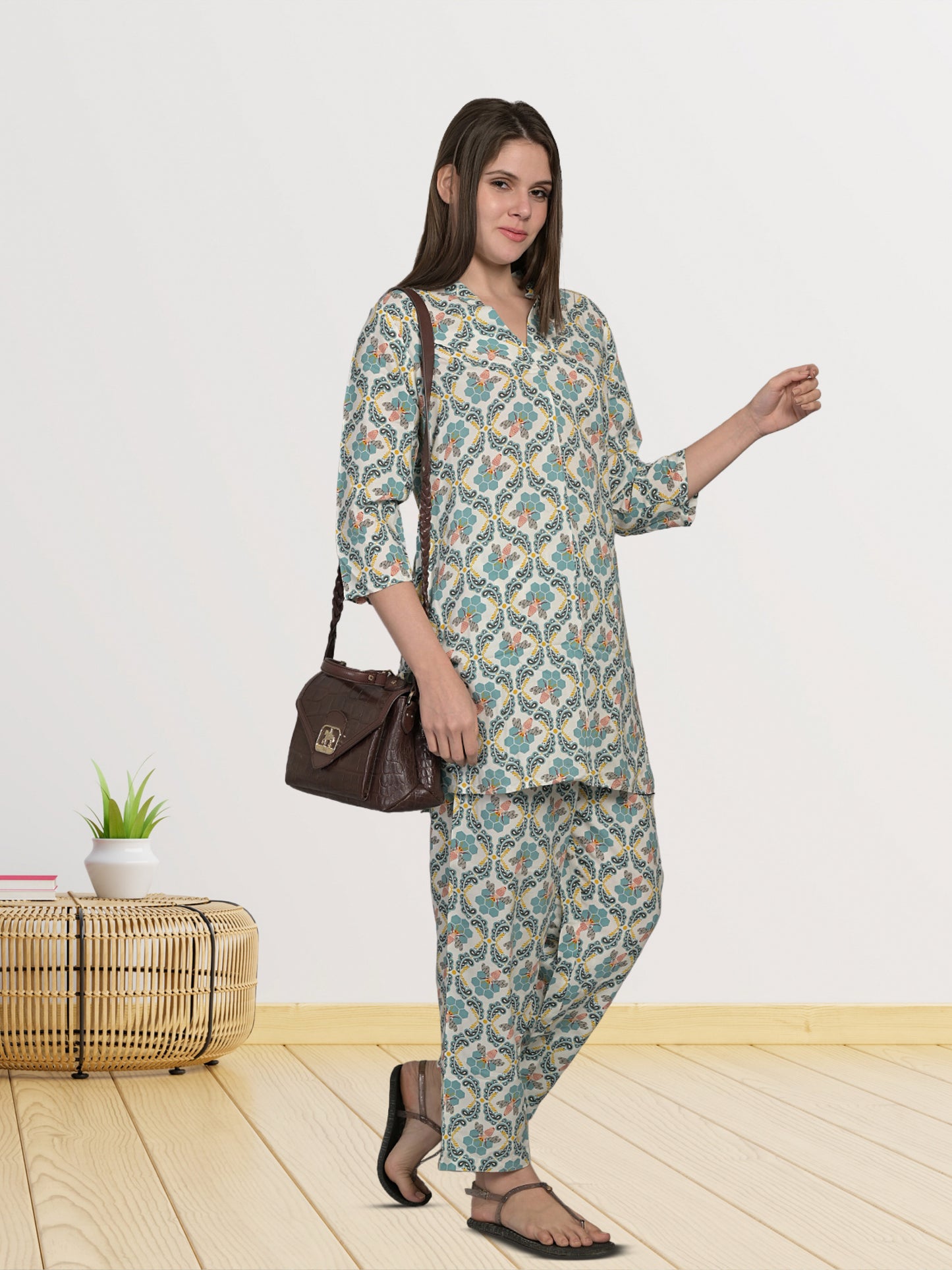 Sky Blue Printed Co-Ord Set