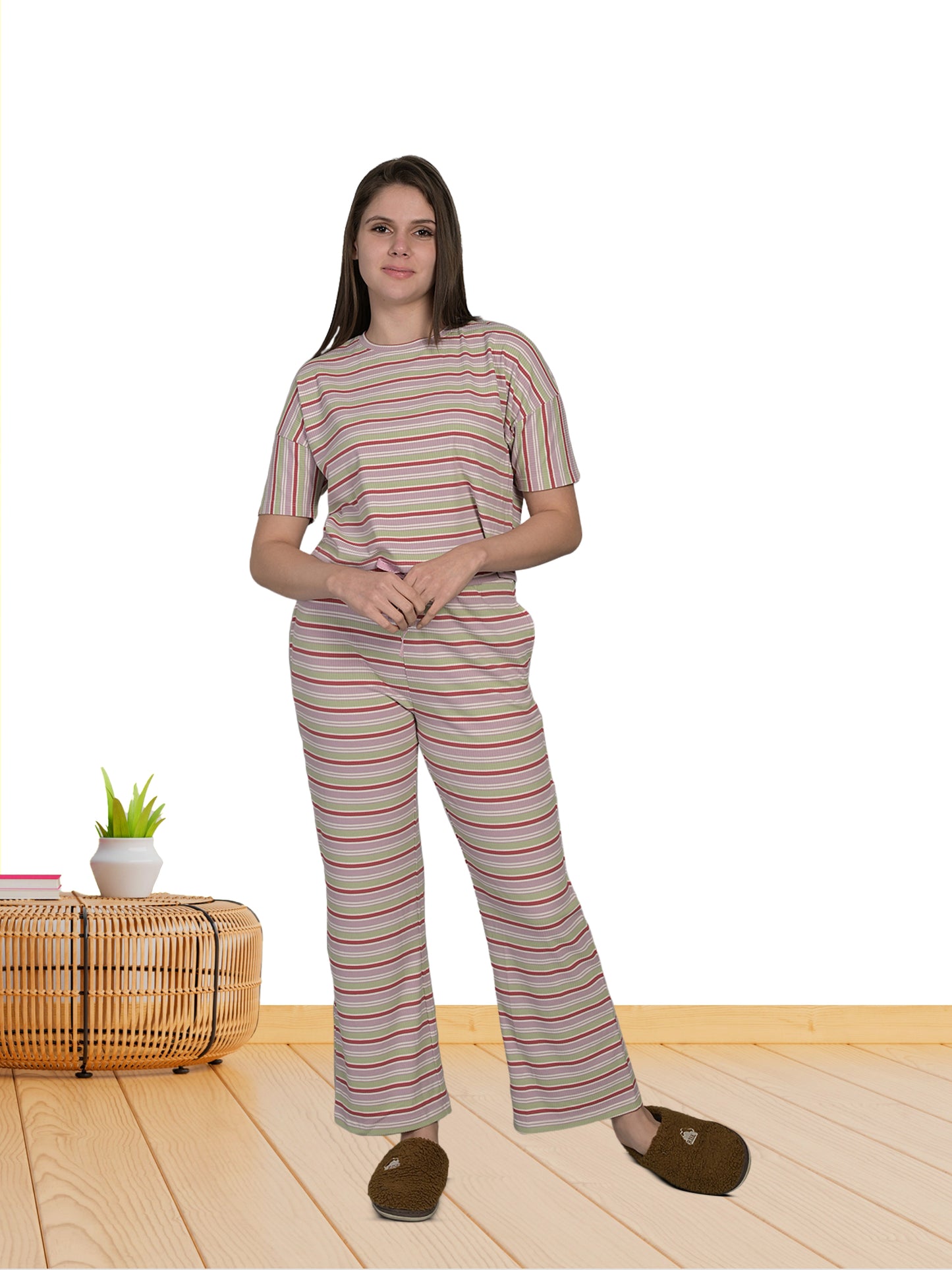 Striped White Top & Palazzo Set