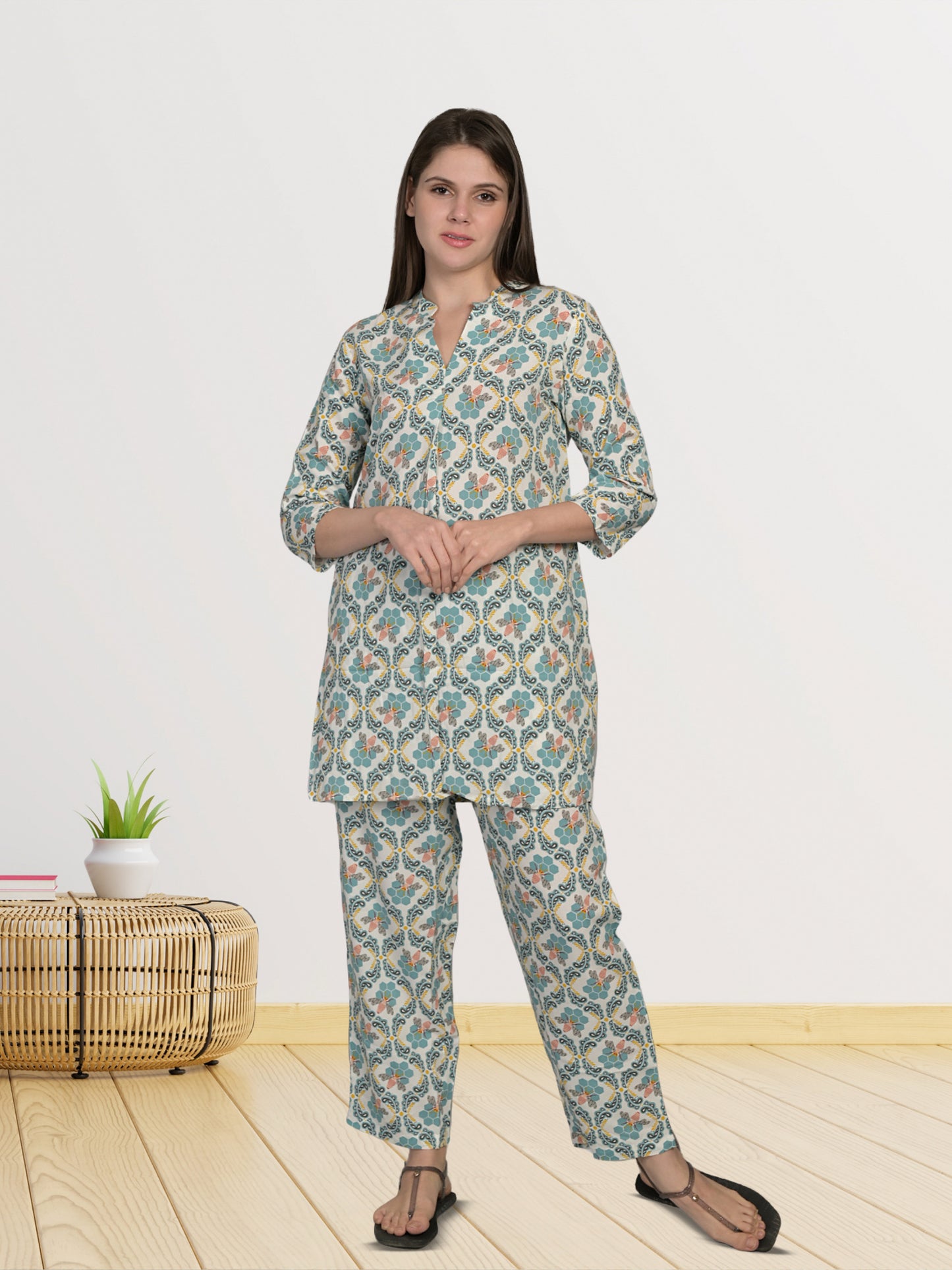 Sky Blue Printed Co-Ord Set
