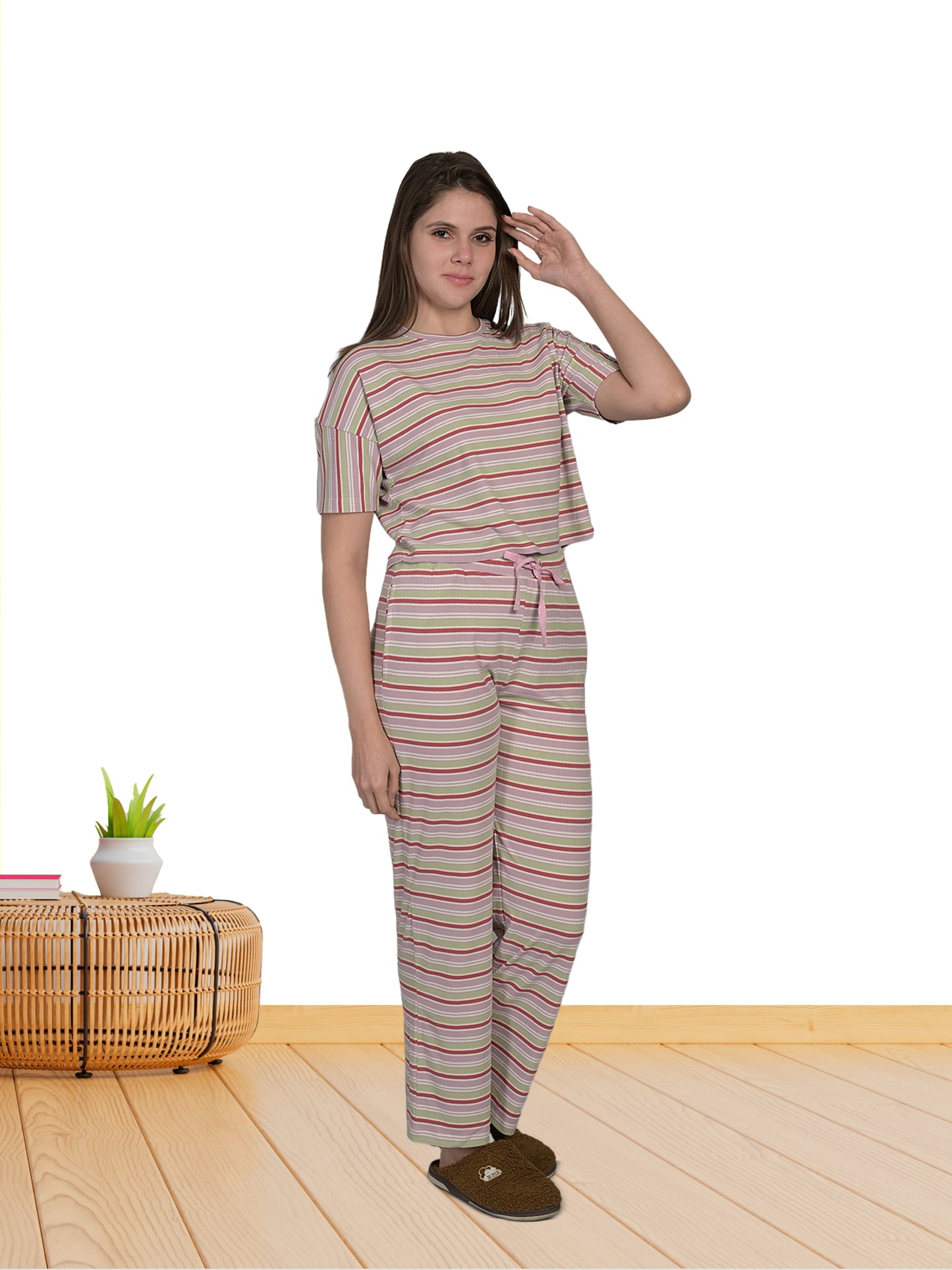 Striped White Top & Palazzo Set