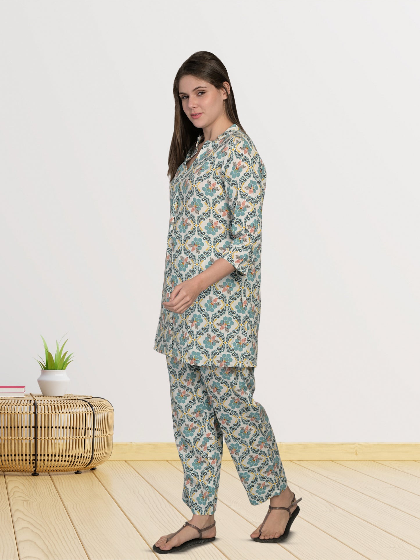 Sky Blue Printed Co-Ord Set