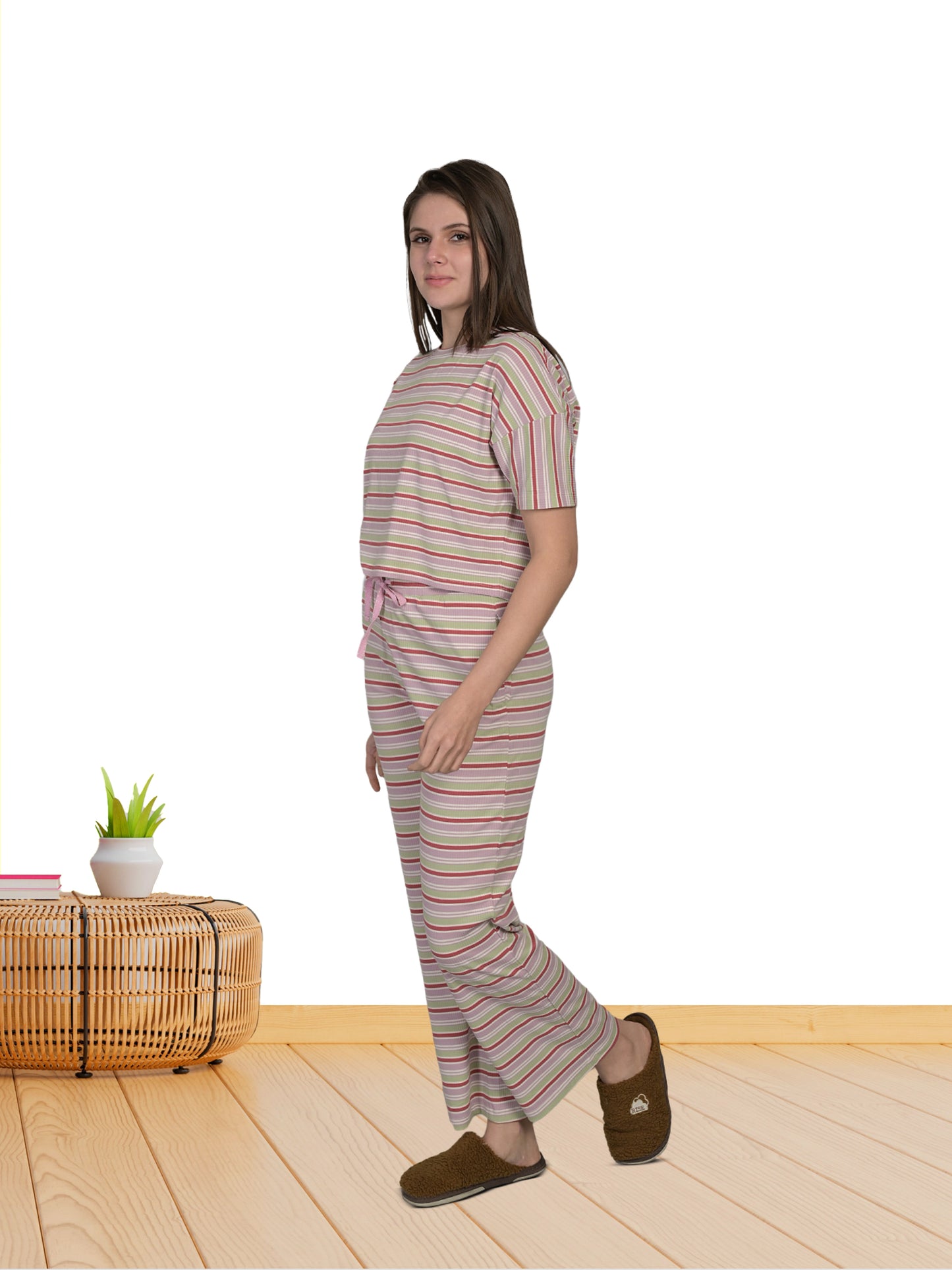 Striped White Top & Palazzo Set