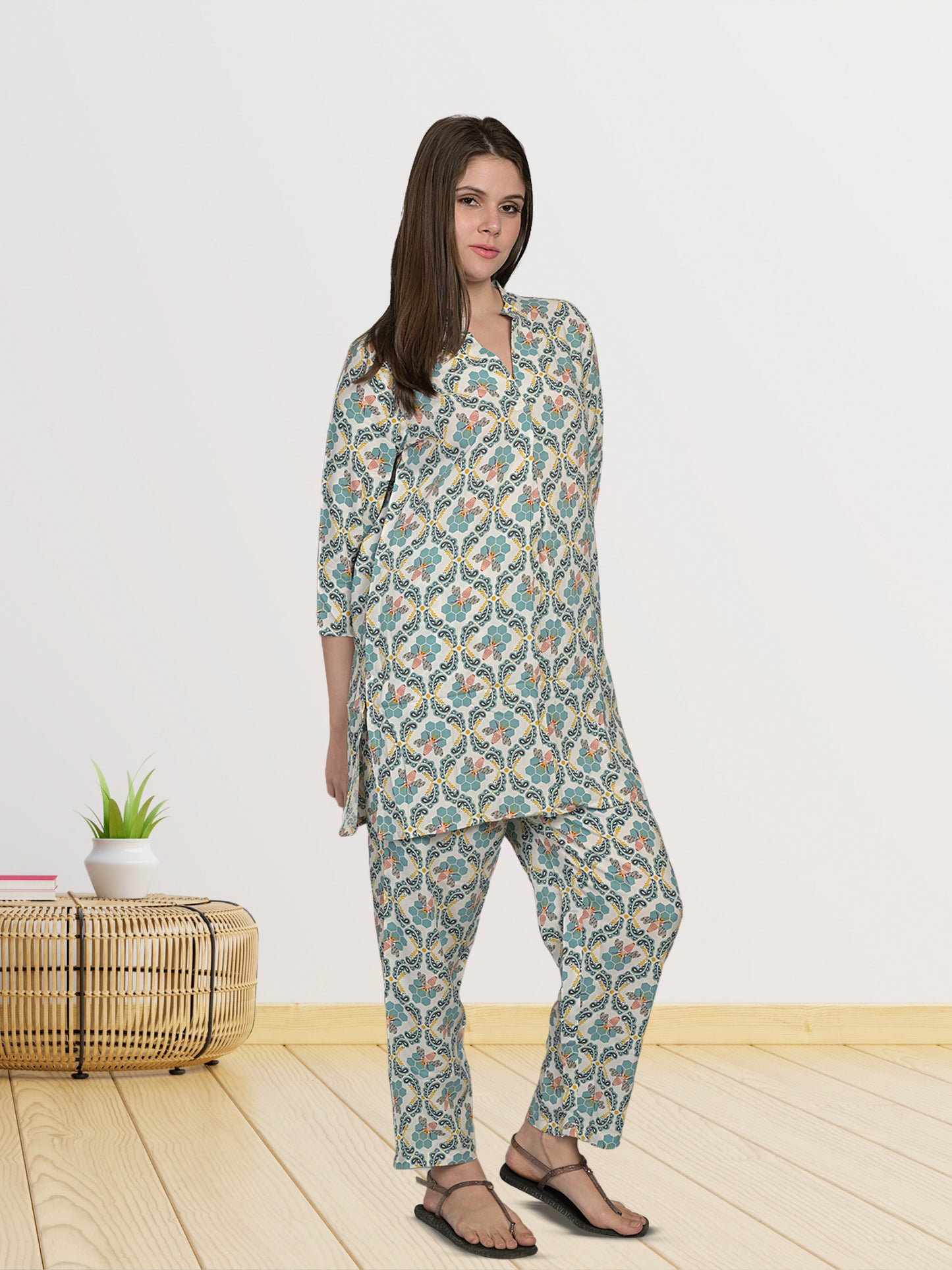 Sky Blue Printed Co-Ord Set