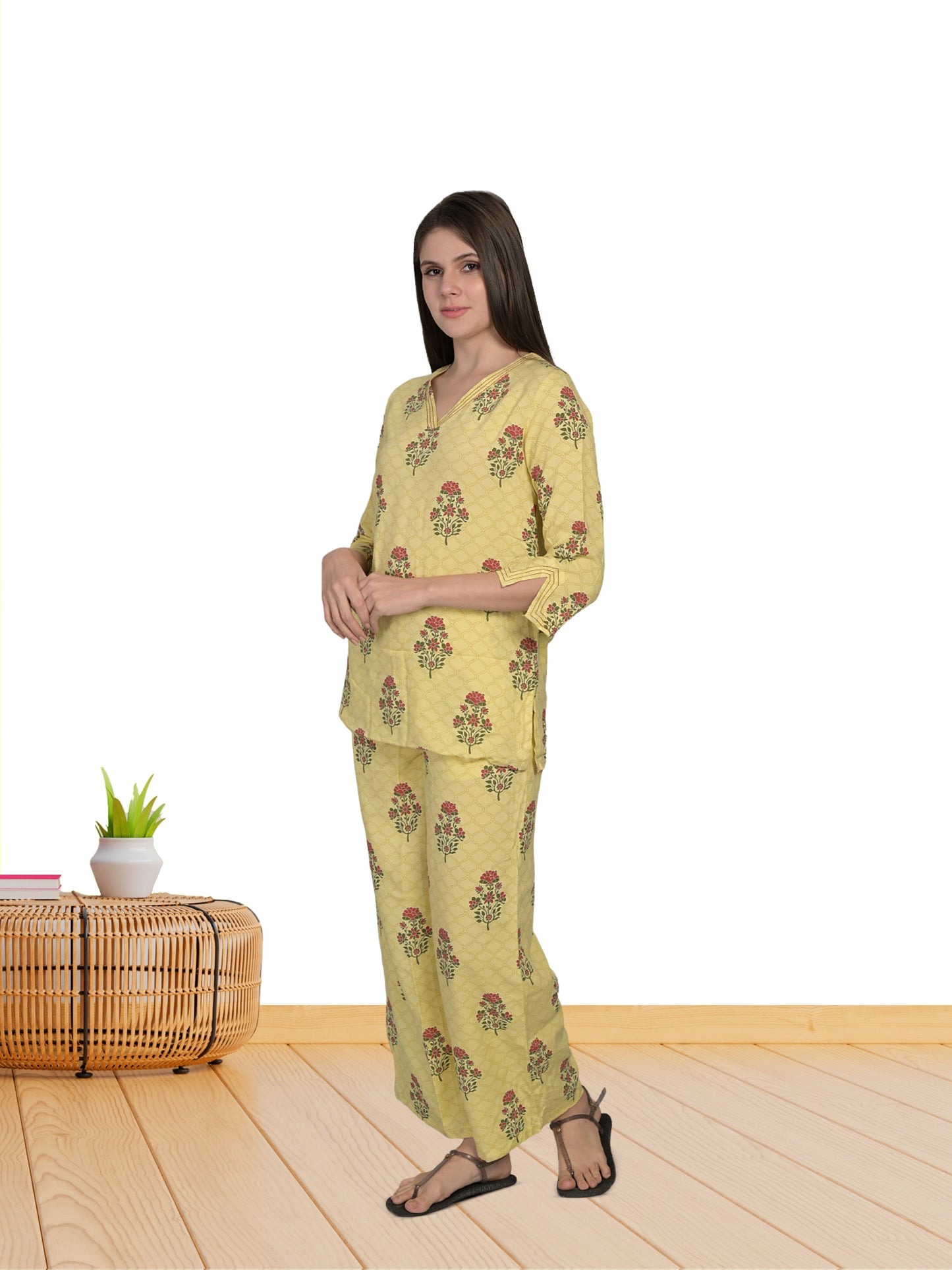 Yellow Floral Printed Co-Ord Set