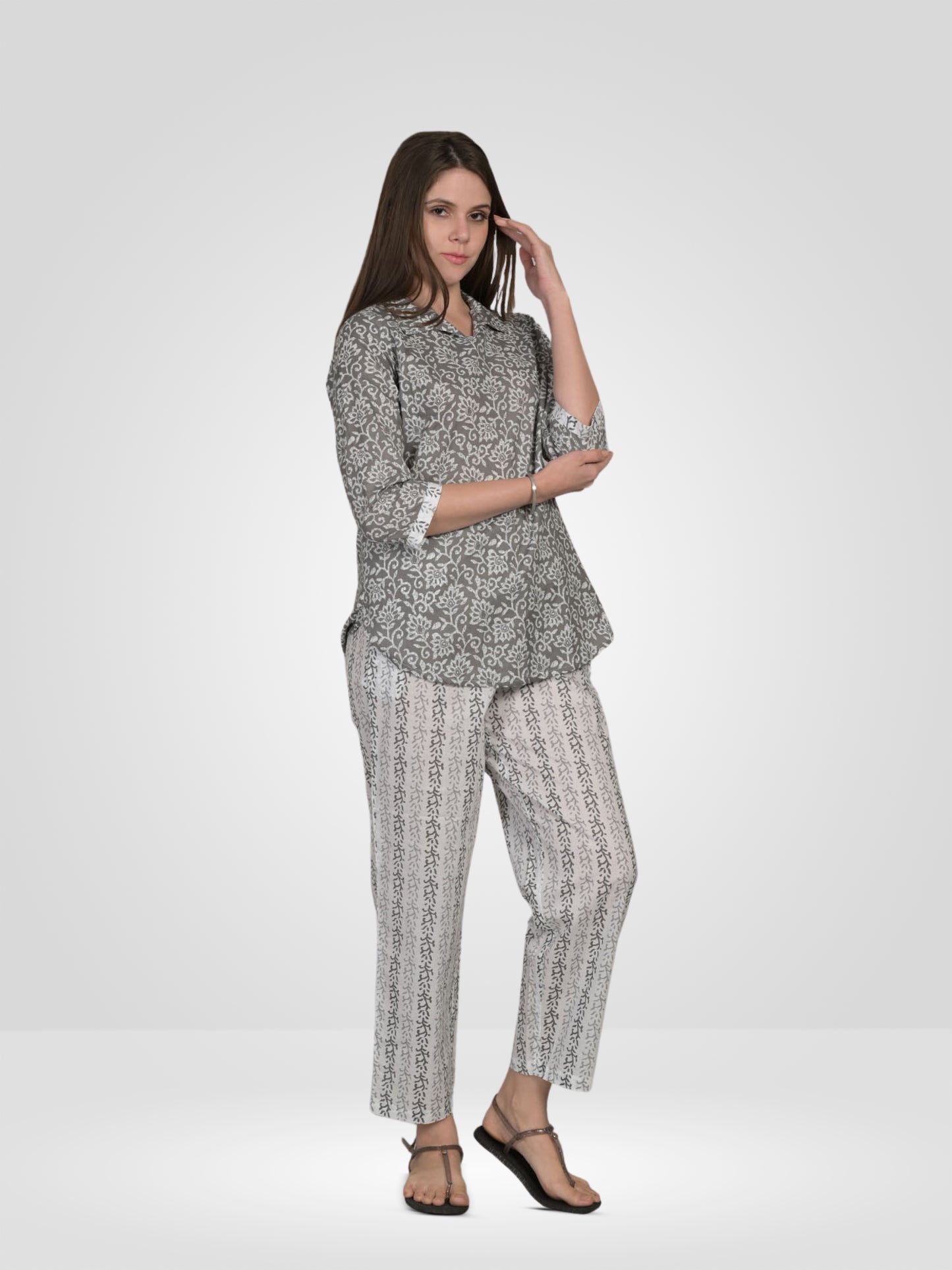Grey Printed Co-Ord Set