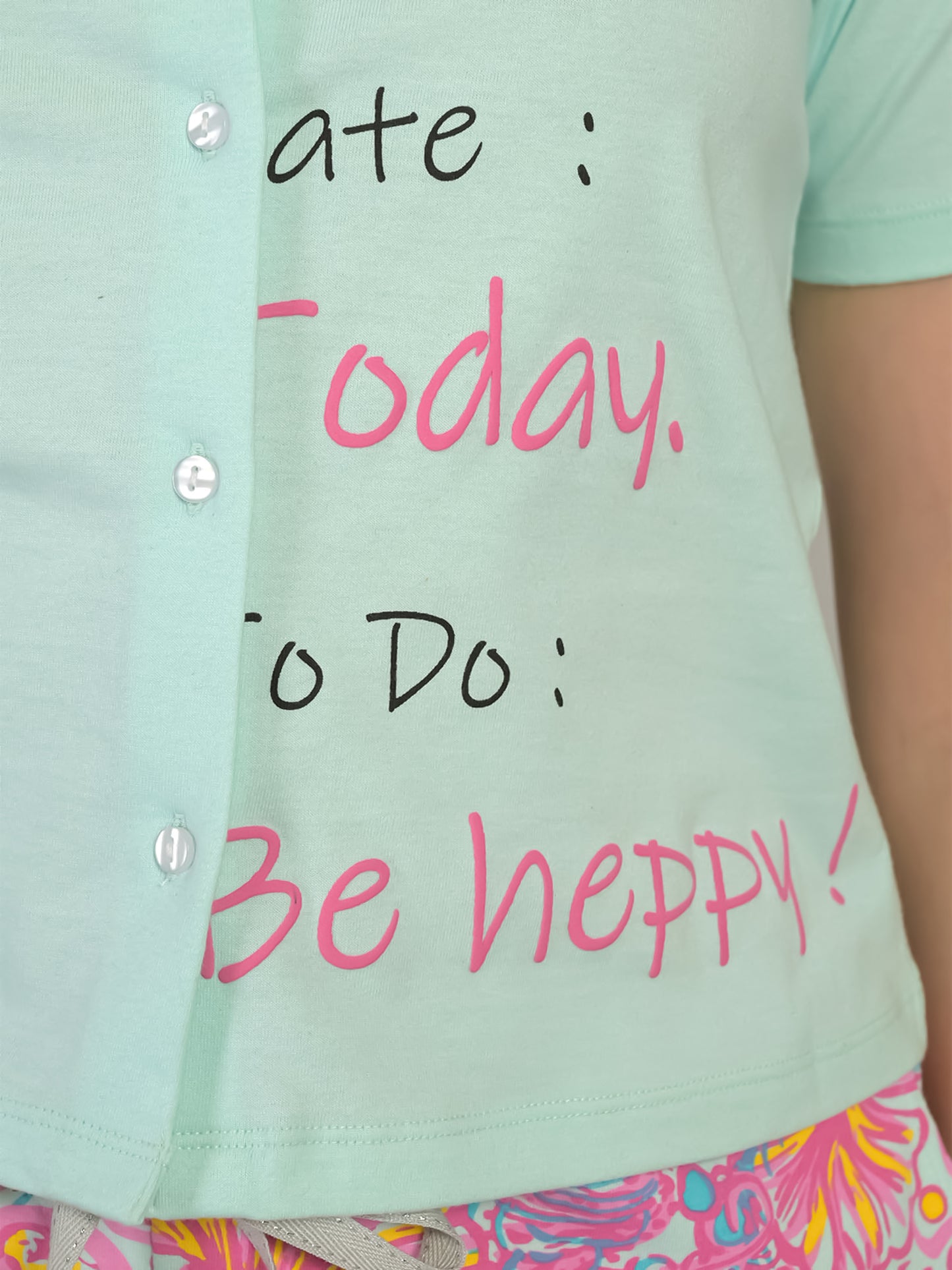 Light Blue Cotton Top & Pyjama Set