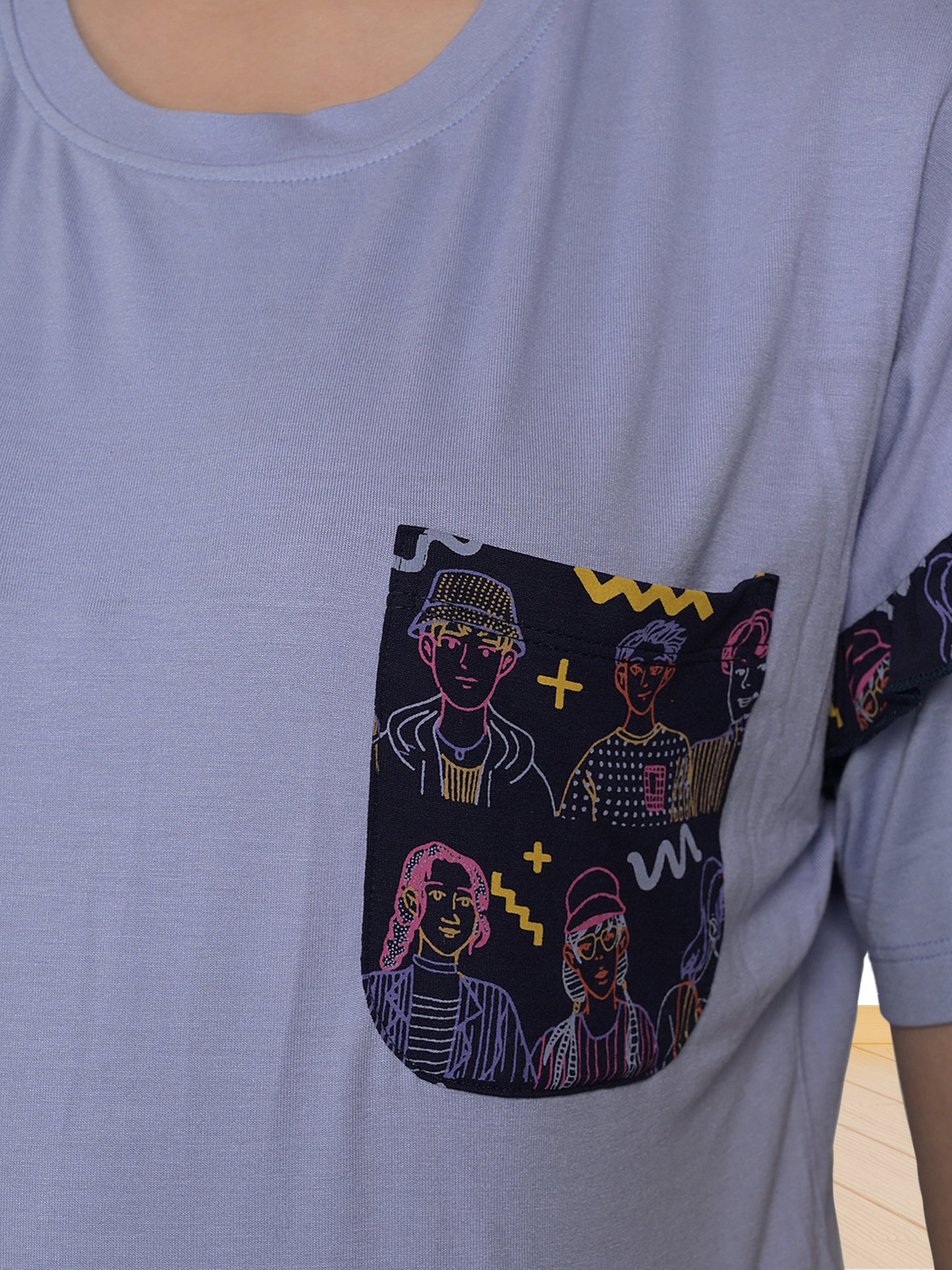 Purple Printed T-Shirt & Pyjama Set