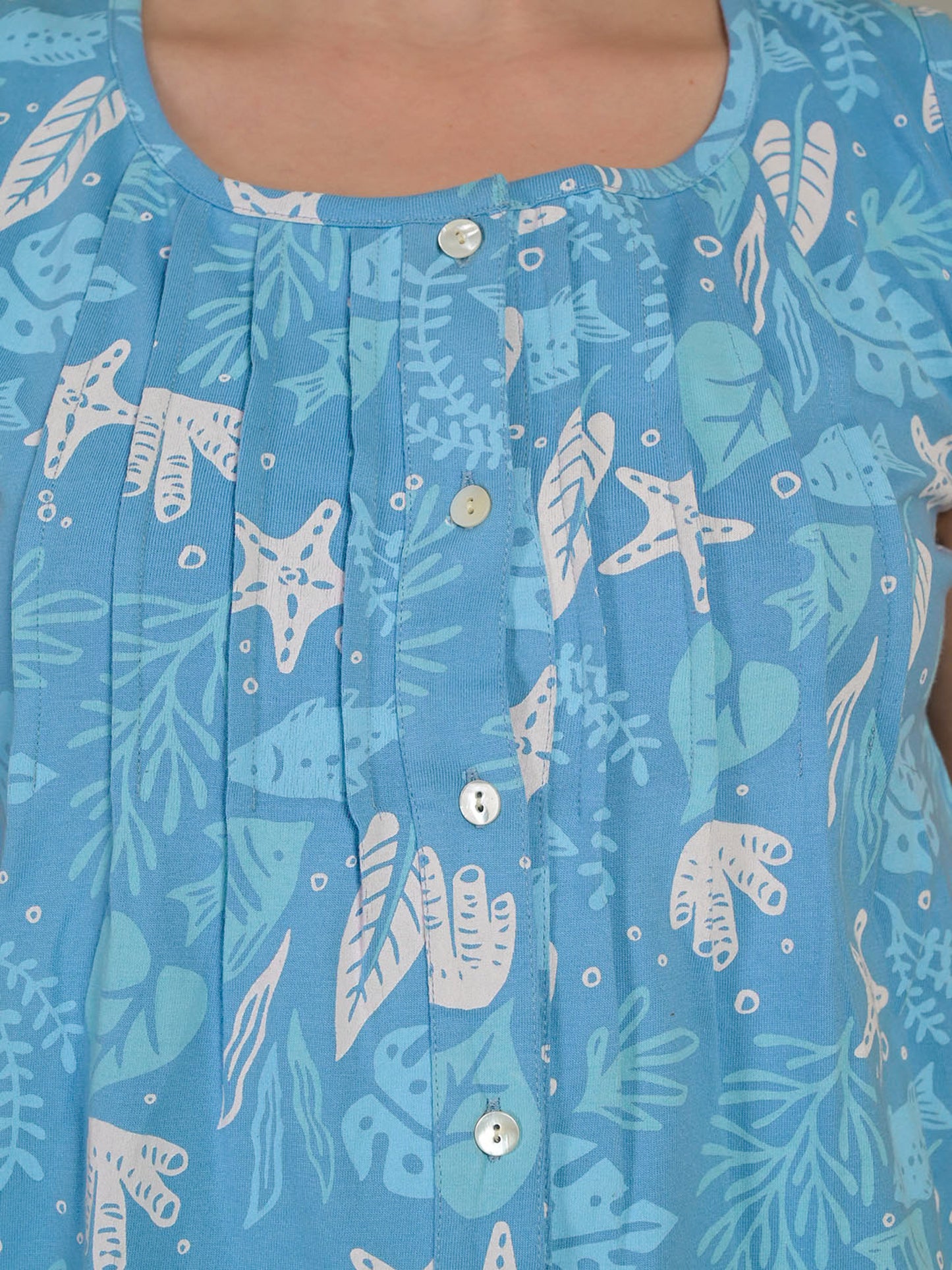 Round Neck Blue Sleeveless Tshirt & Shorts Set