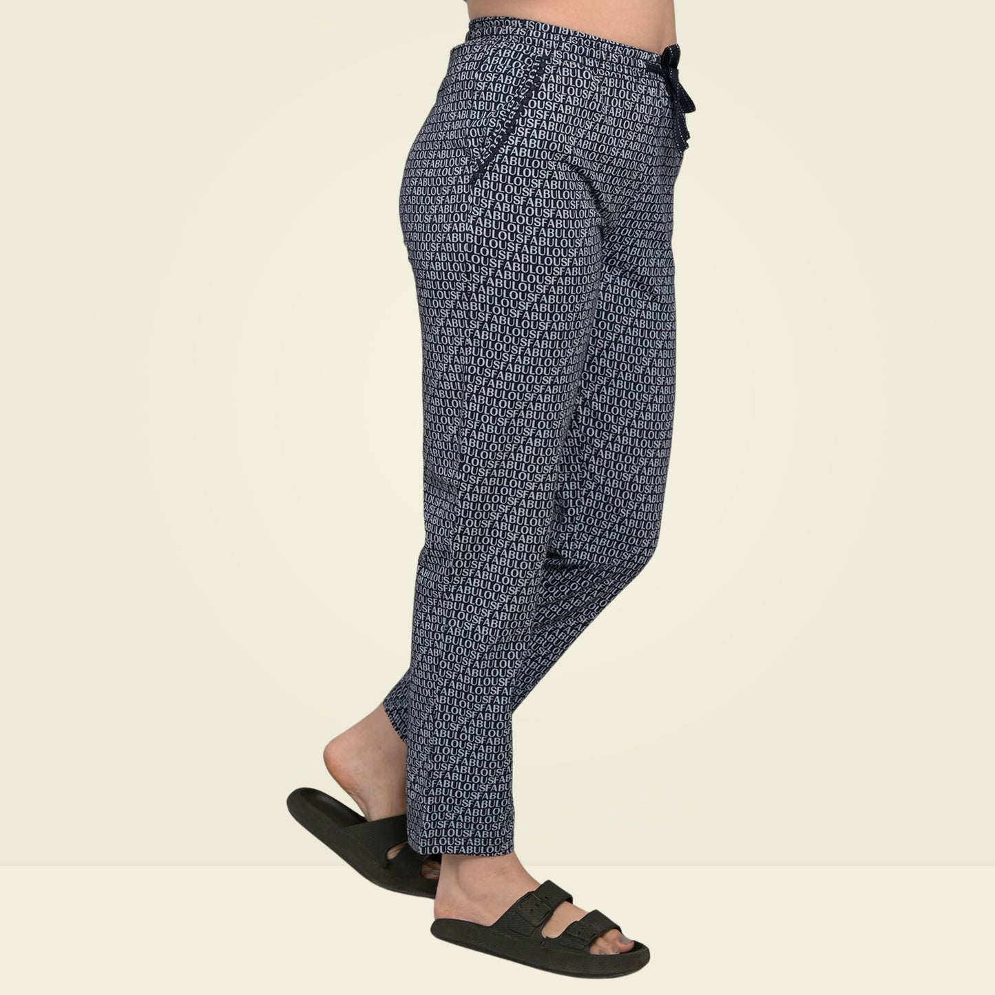 Black Printed Cotton Lounge Pyjama