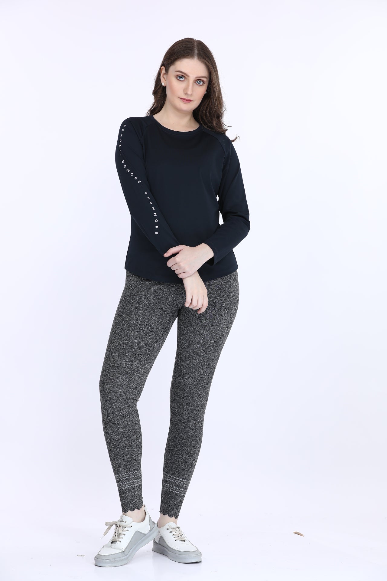 Poly Spandex Navy Full Sleeve T-Shirt
