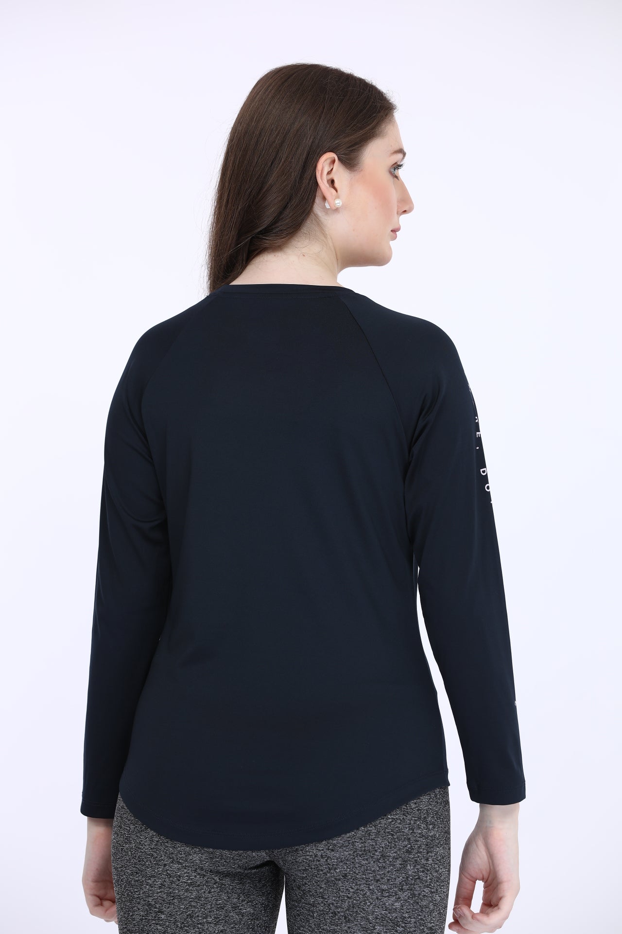 Poly Spandex Navy Full Sleeve T-Shirt