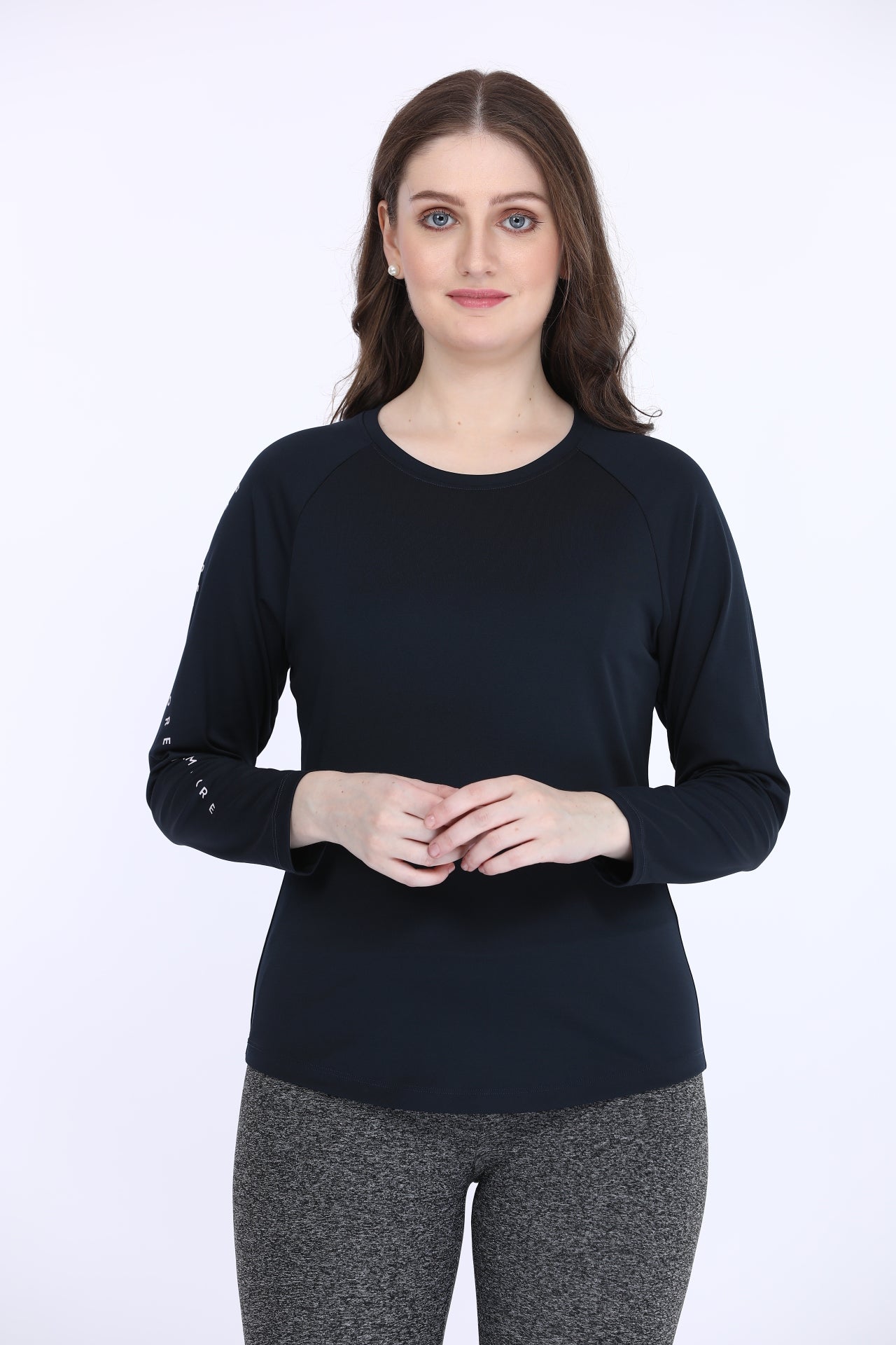 Poly Spandex Navy Full Sleeve T-Shirt