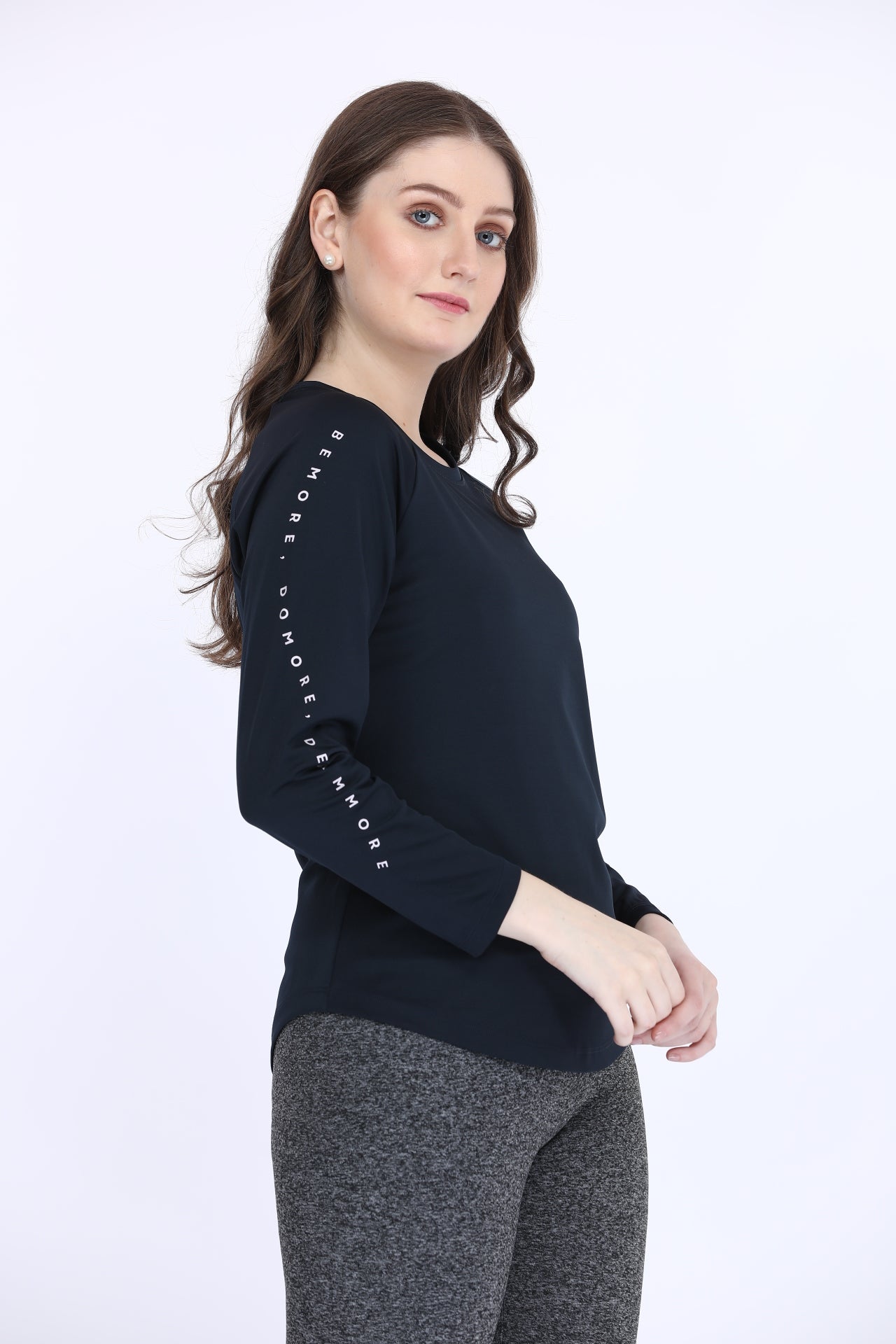 Poly Spandex Navy Full Sleeve T-Shirt