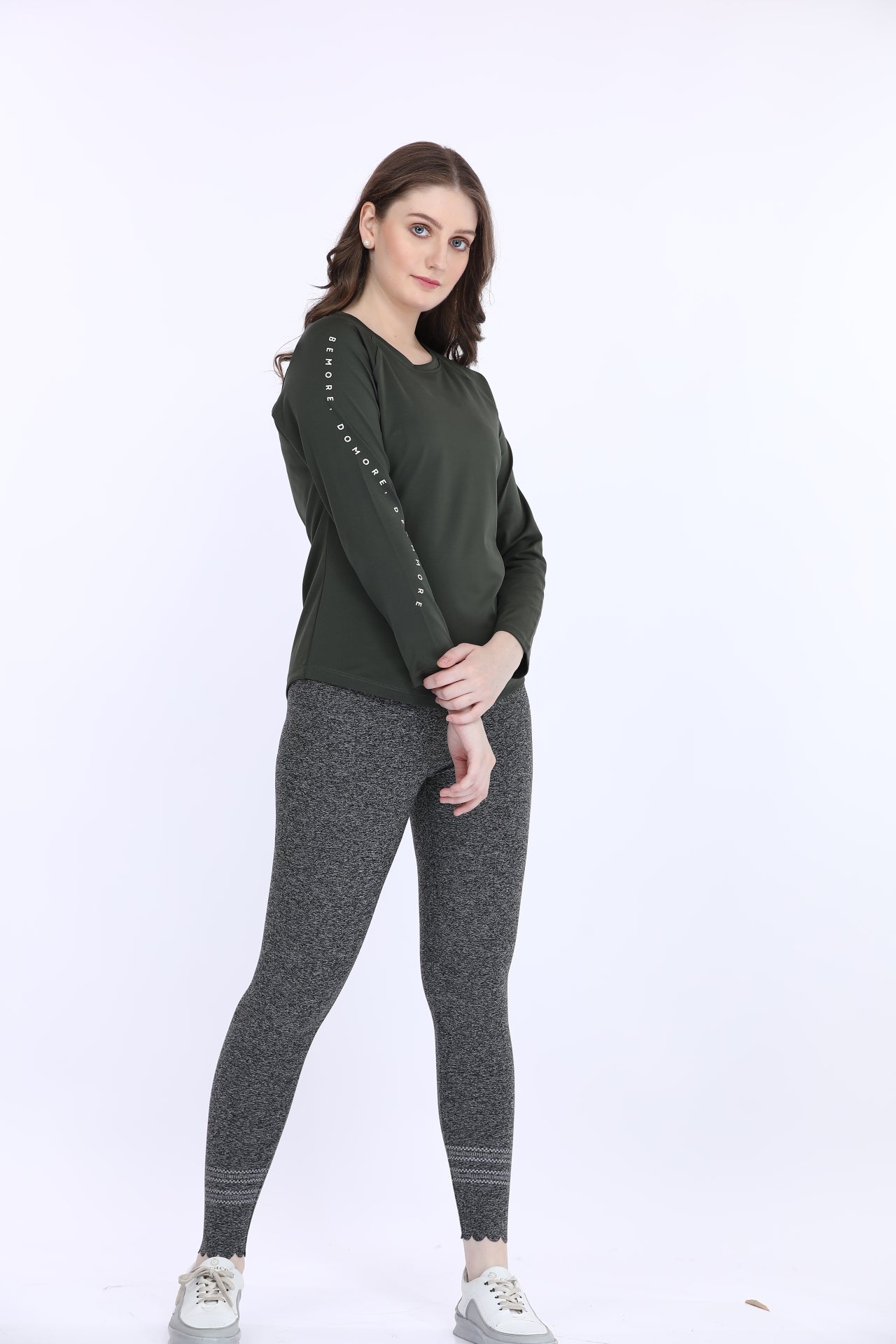Poly Spandex Olive Full Sleeve T-Shirt