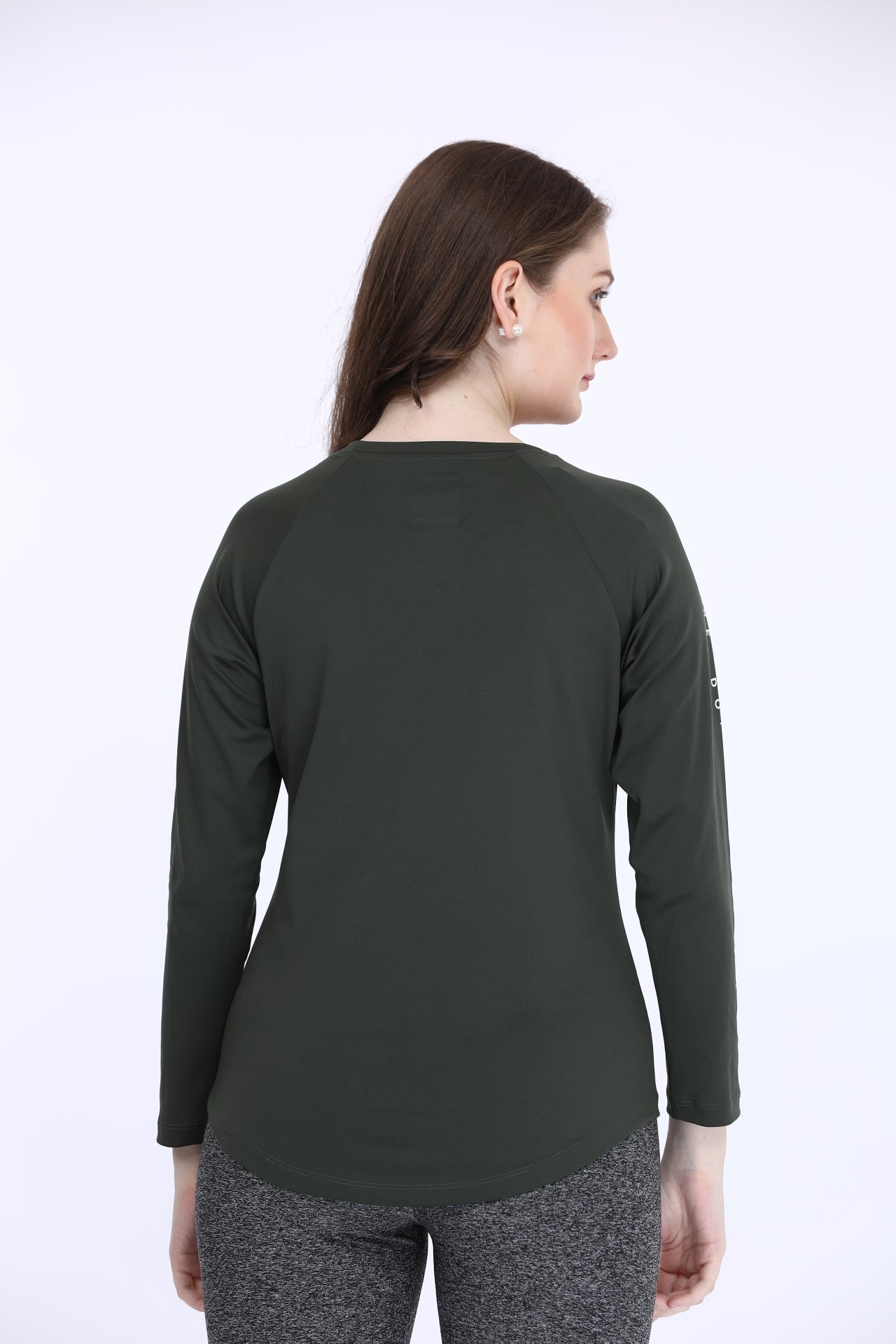 Poly Spandex Olive Full Sleeve T-Shirt