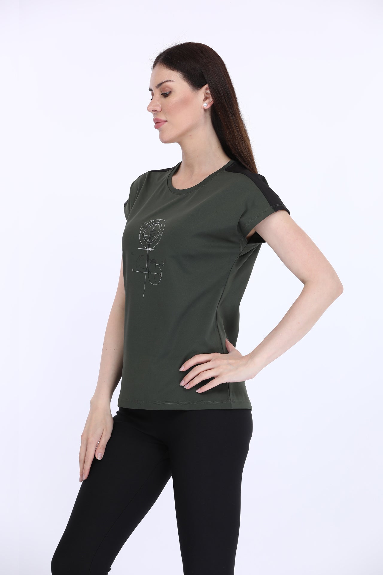 Olive Green Poly Spandex T-Shirt