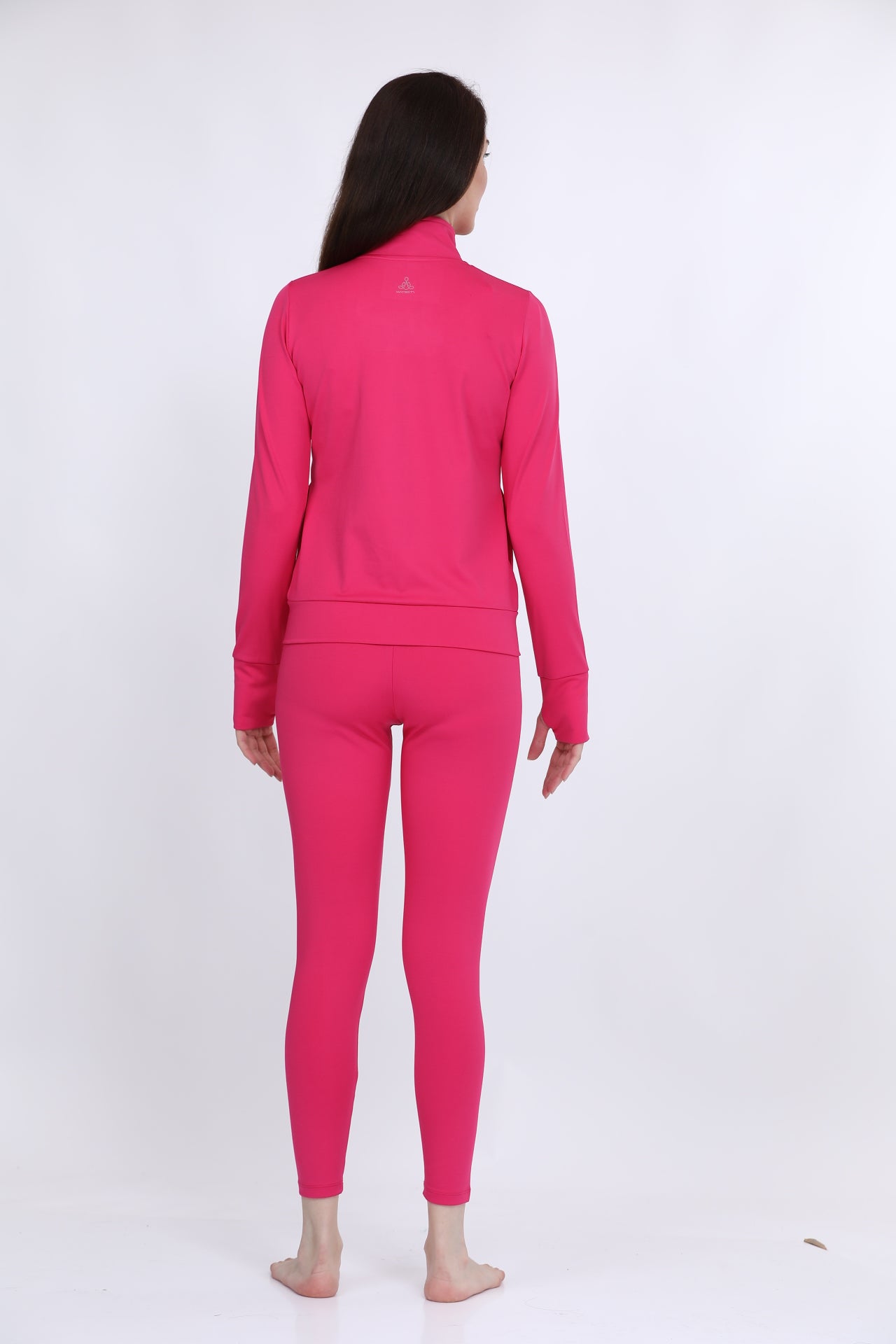 Women Poly Spandex Pink Solid Full Sleeve Track Suit