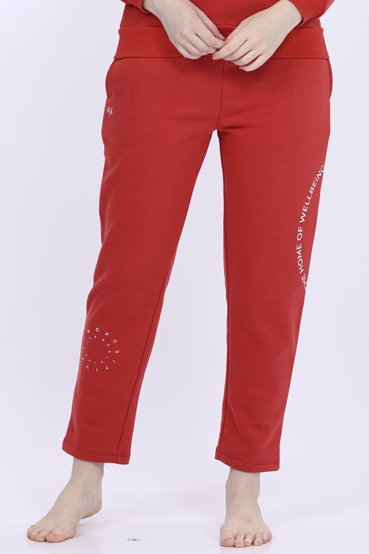 Women Fleece Red Fashion Jogger