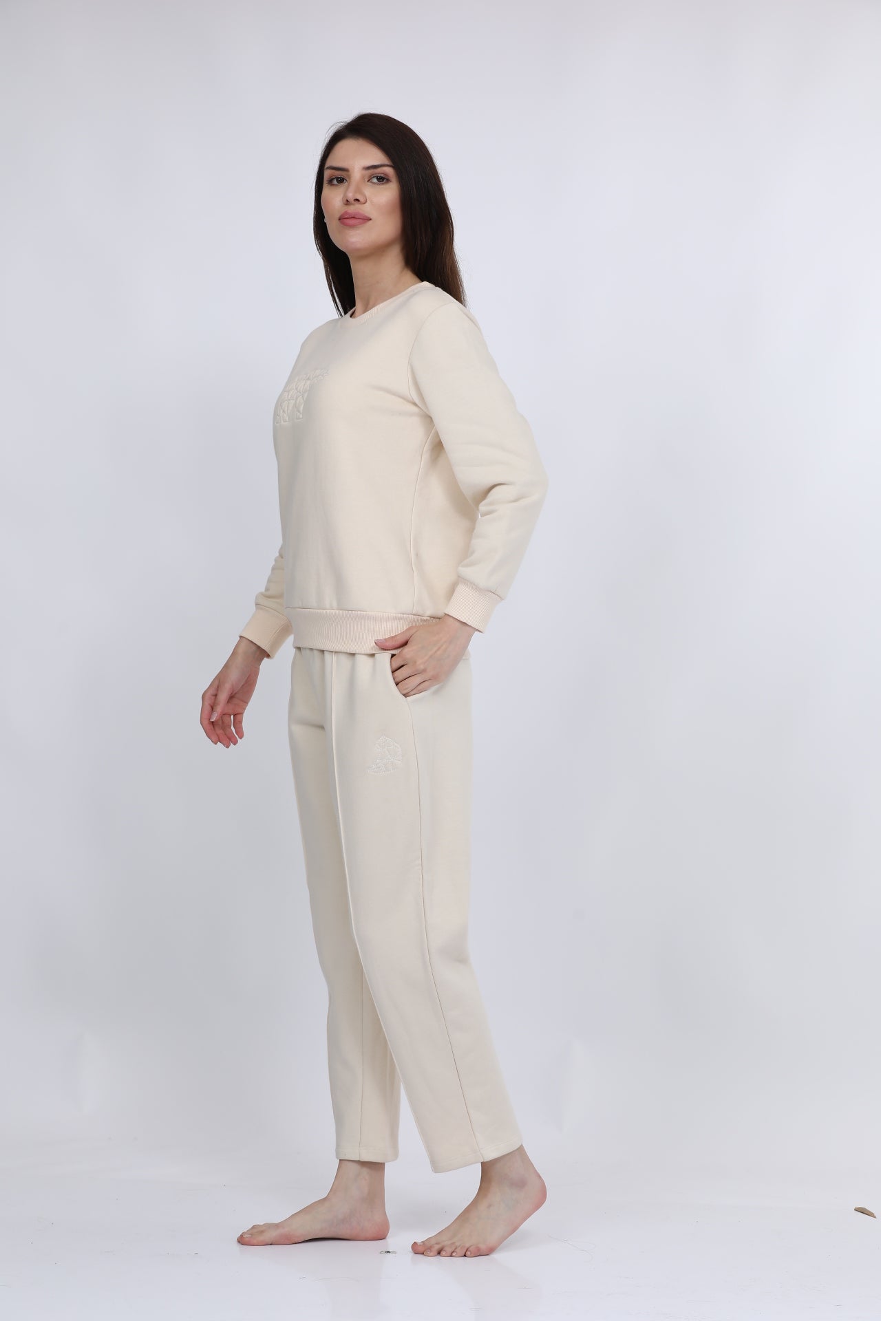 Fleece Winter Off-White Co-ord Set