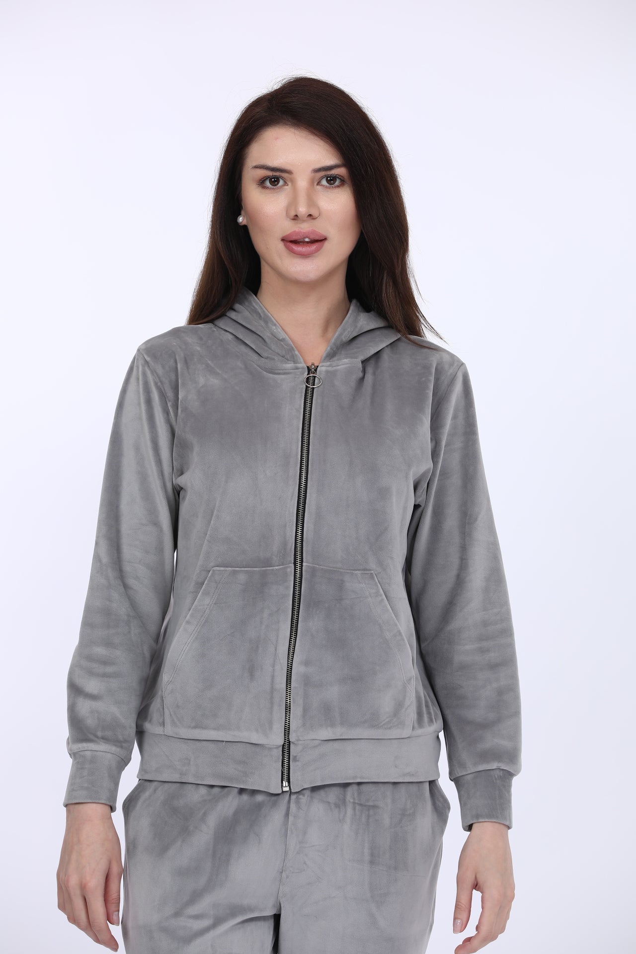 Korean Velour Silver Track Suit