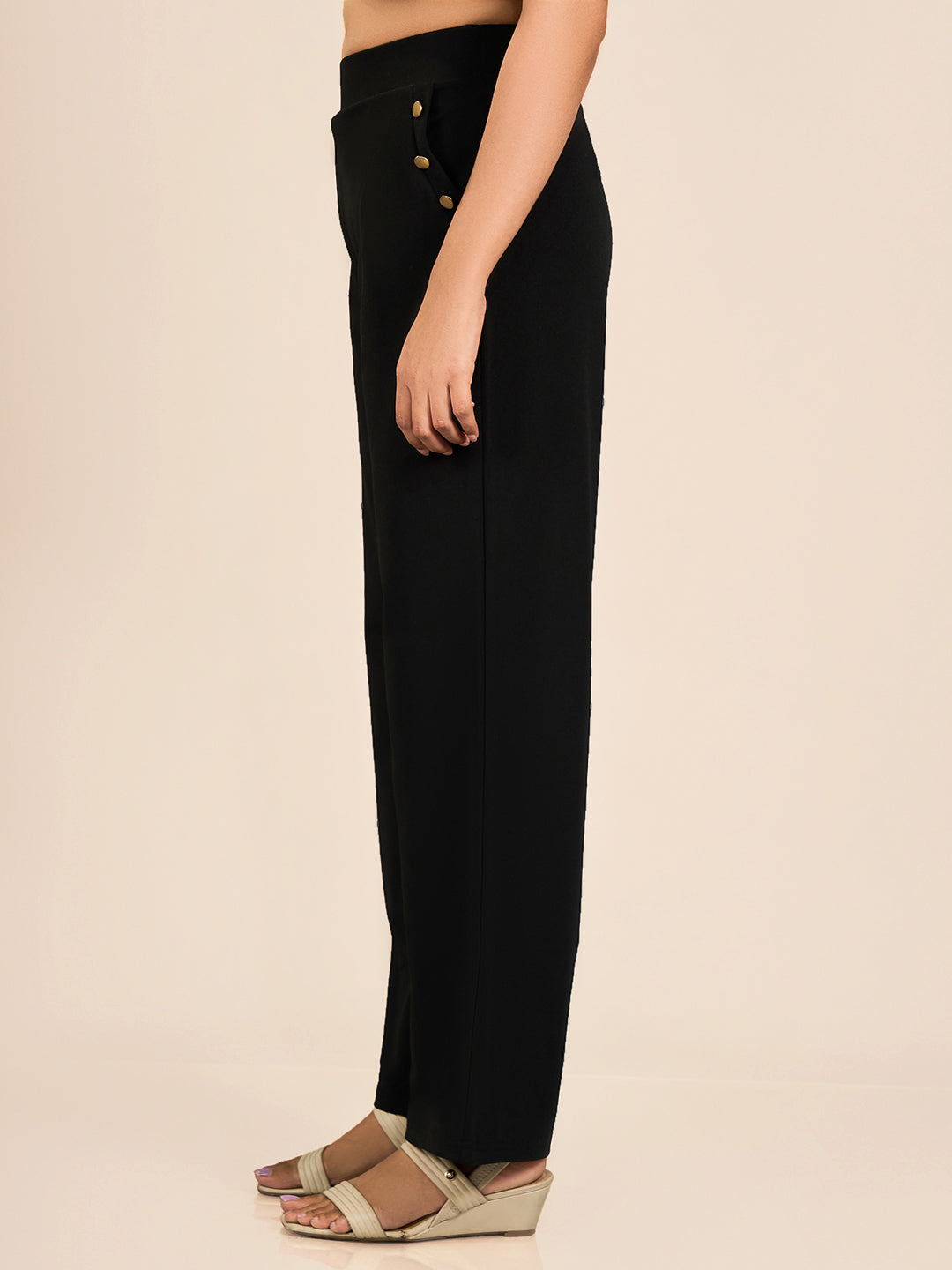 Black Solid Track Pant for Women