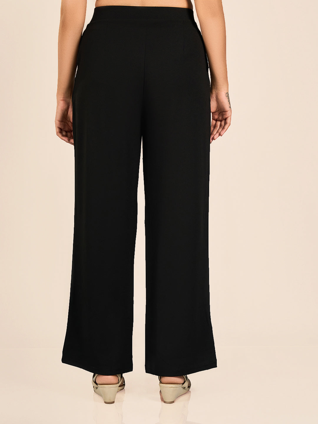 Black Solid Track Pant for Women