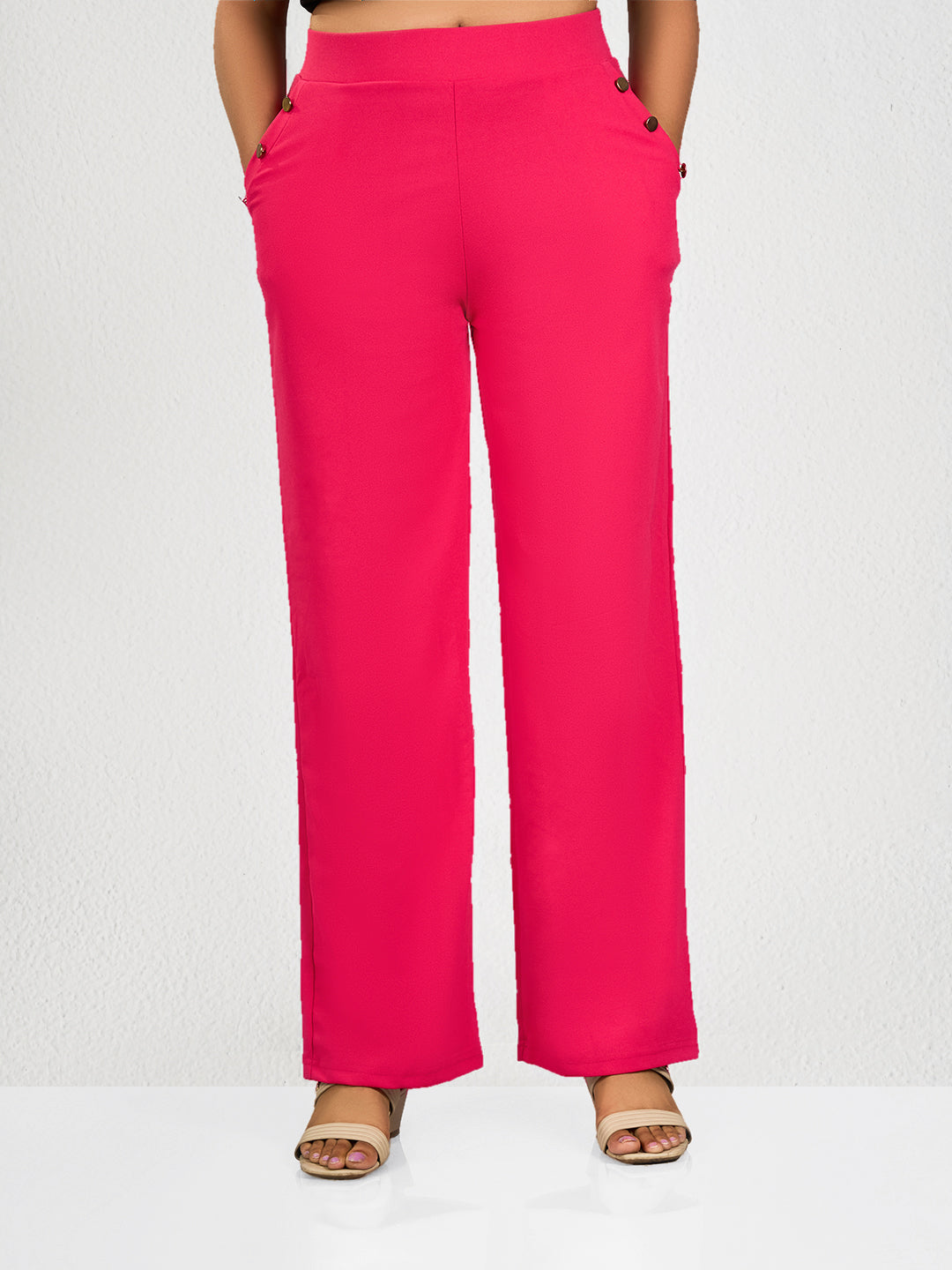 Pink Solid Track Pants for Women