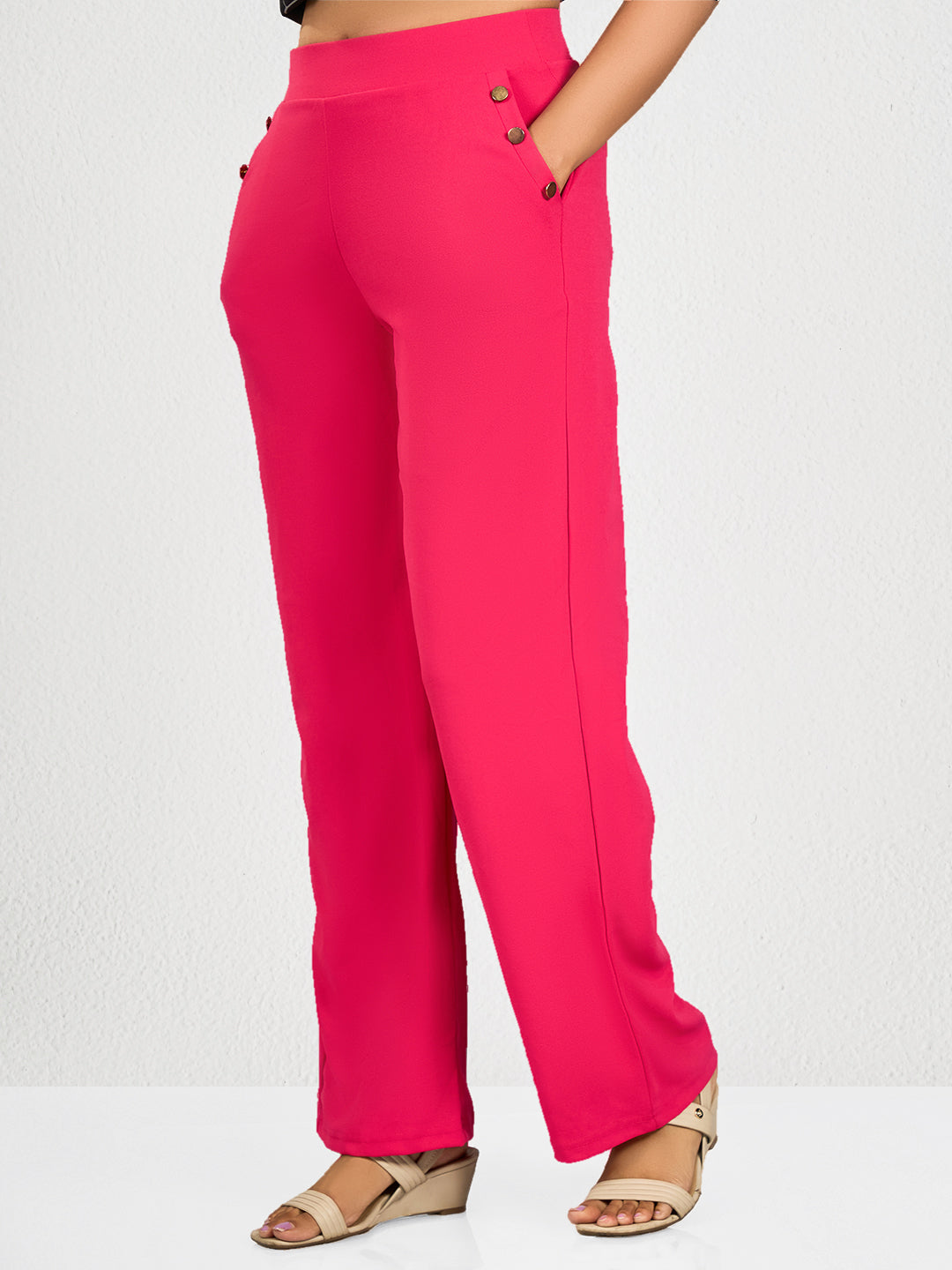 Pink Solid Track Pants for Women